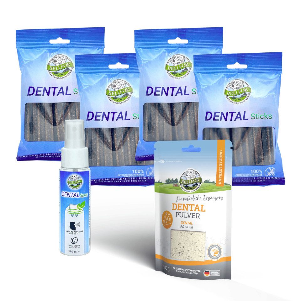 Bellfor Bellfor Sparset für eine optimale Zahnpflege beim Hund - Dental Pulver, für: Hunde