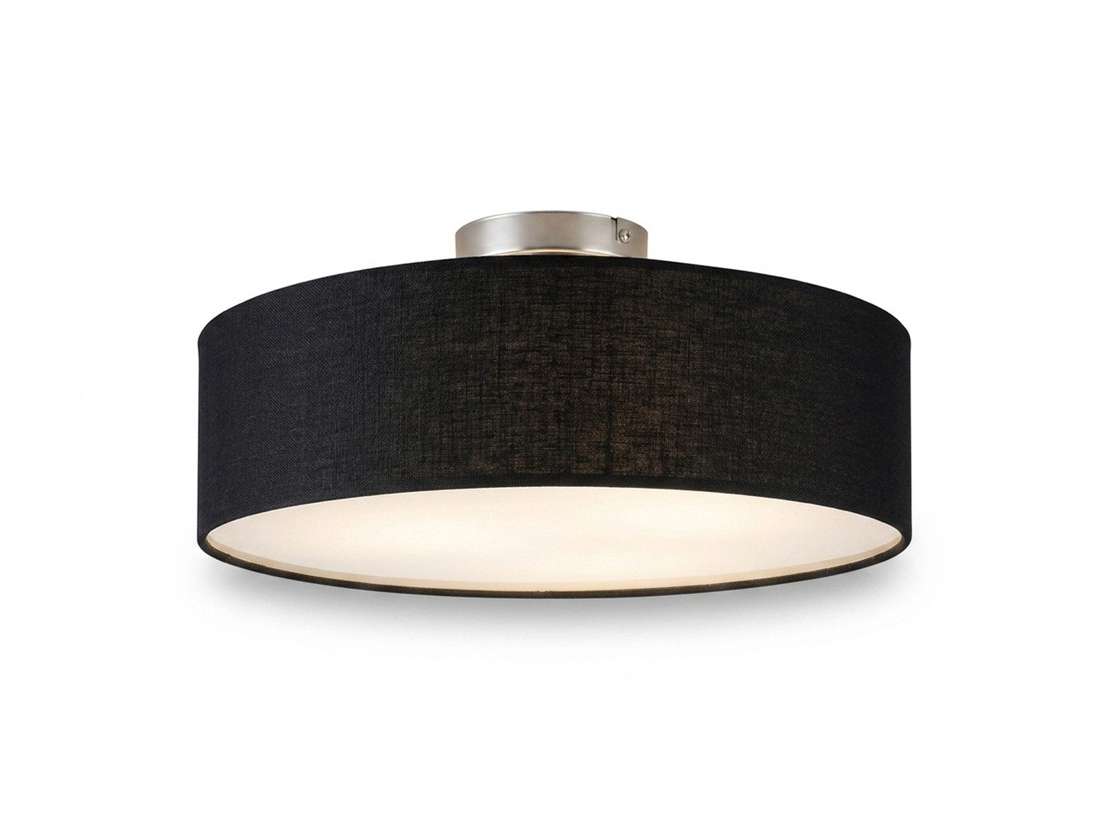 meineWunschleuchte Deckenleuchte mit Stoff Lampenschirm Schwarz Ø 40cm, ohne Leuchtmittel, Stoff-Lampe, gemütliche Deckenlampe, E14 Schlafzimmerlampe rund