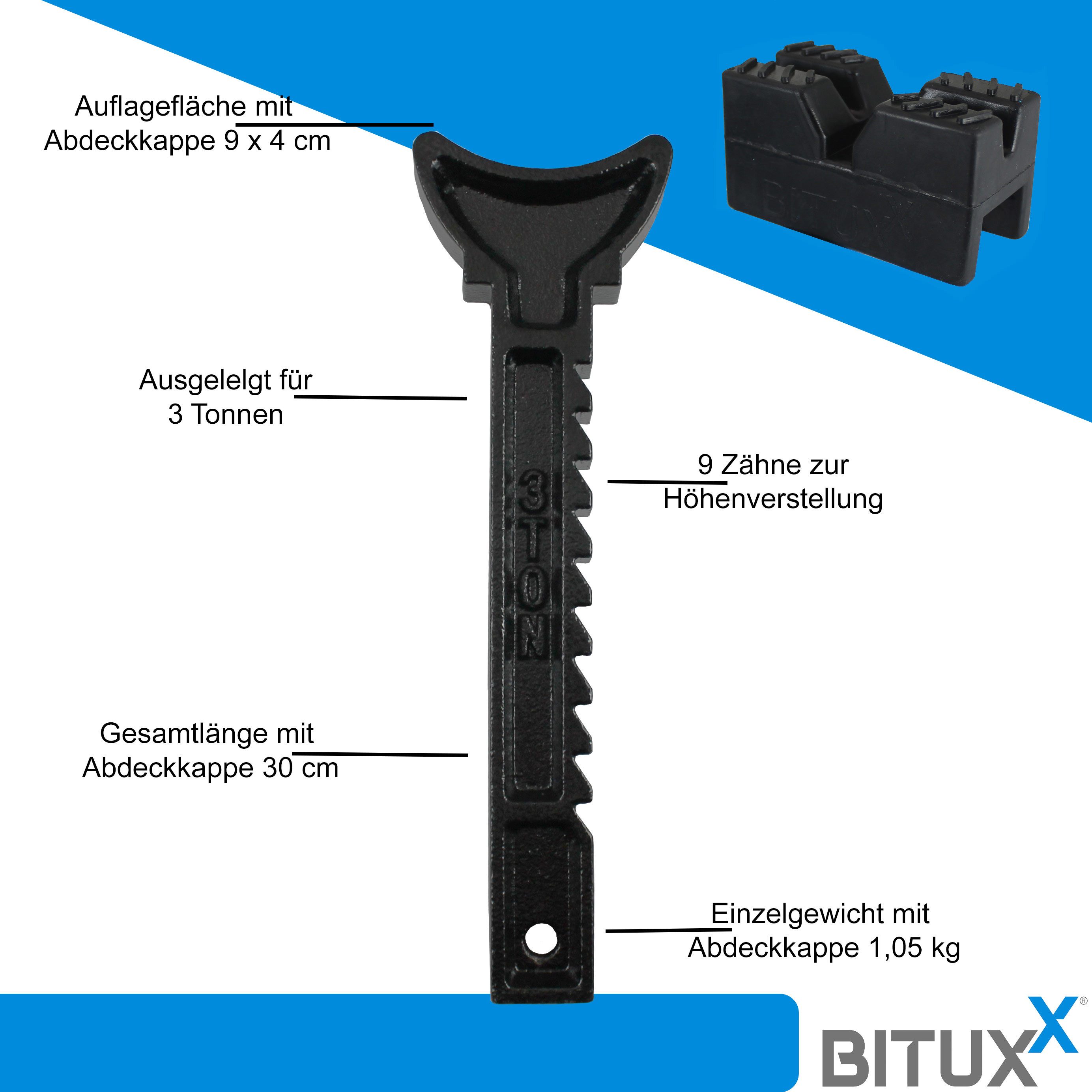 Bituxx Unterstellbock 4 Stück inkl. Heber 3000kg, 3000 kg max. Belastbarkeit, (Spar-Set, 4-St., MS-15773) – Bild 4 von 5