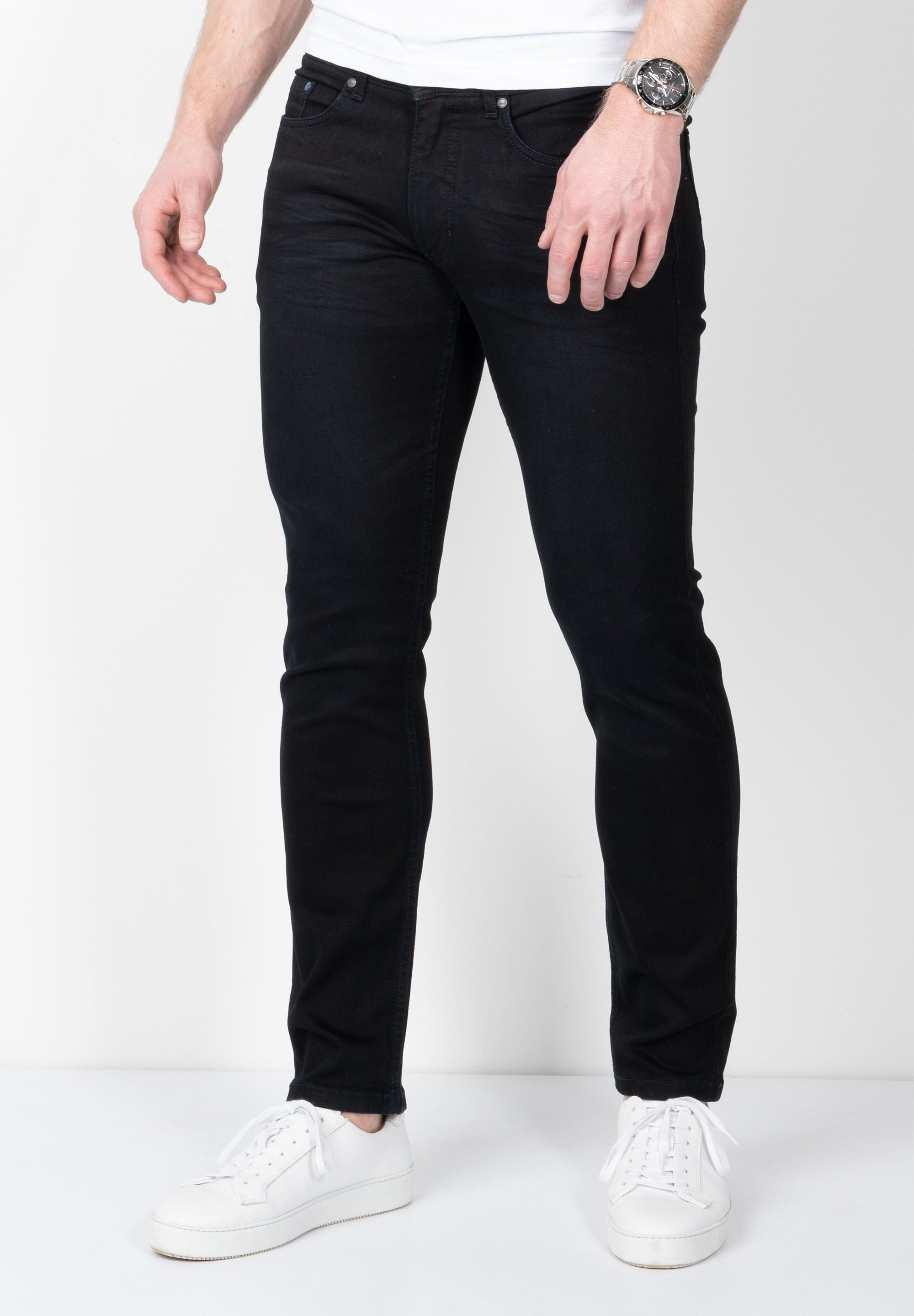 dark Straight-Jeans navy Super Stretch Fit Fitted SUNWILL in