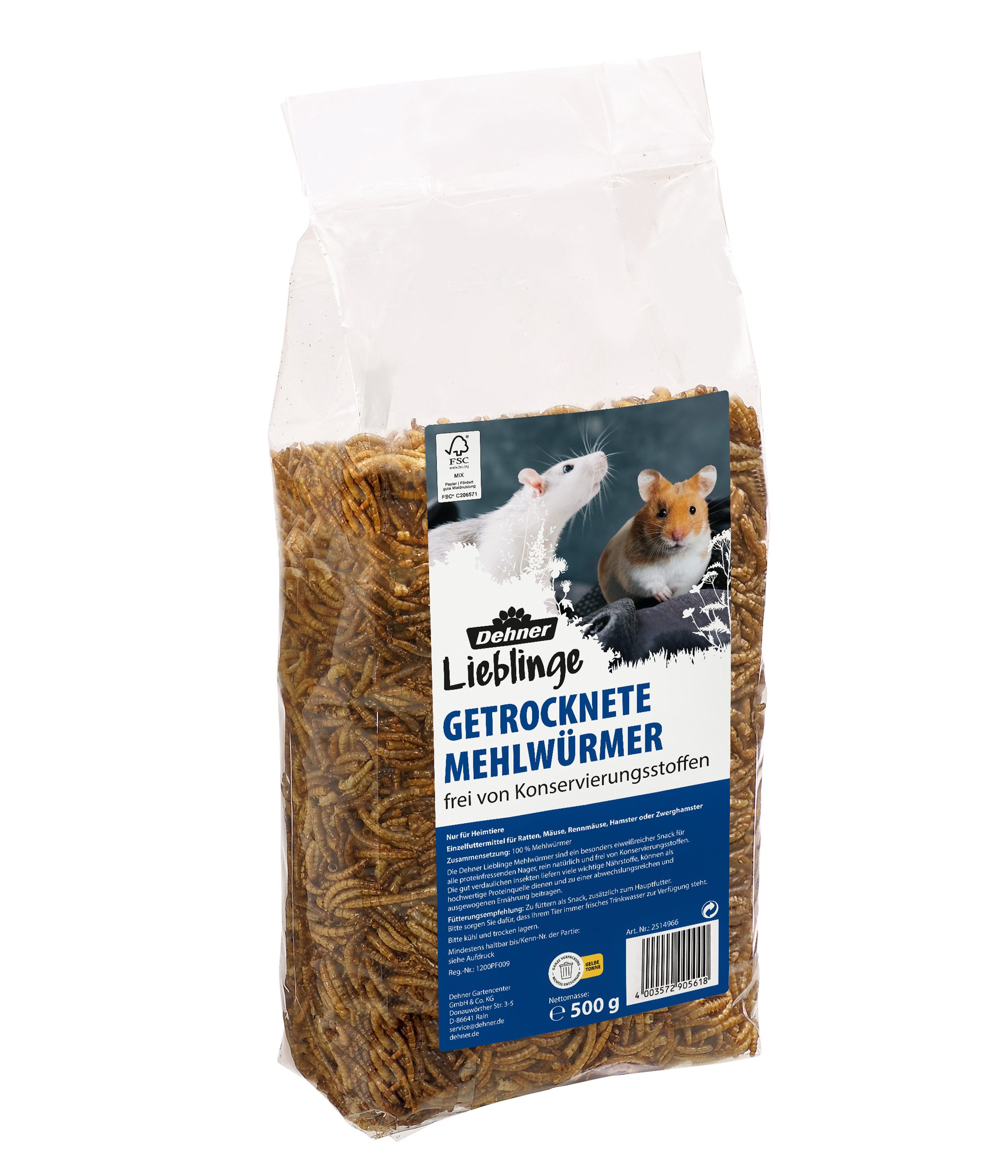 Dehner Wildvogelsnack, getrocknete Mehlwürmer, Ganzjahresfutter proteinreich Mehlwürmer, Snack für: Hamster, Rennmäuse, Zwerghamster, Mäuse, Ratten, Nager, Kleintiere, proteinreich, hochwertiges Vogelfutter für Wildvögel