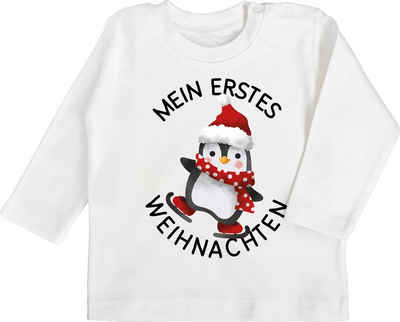 Shirtracer T-Shirt »Mein erstes Weihnachten mit Pinguin - schwarz - Weihnachten Kleidung Baby - Baby T-Shirt langarm« weihnachtpullor - langarmshirt weihnachtsmotiv - weihnachtspullover