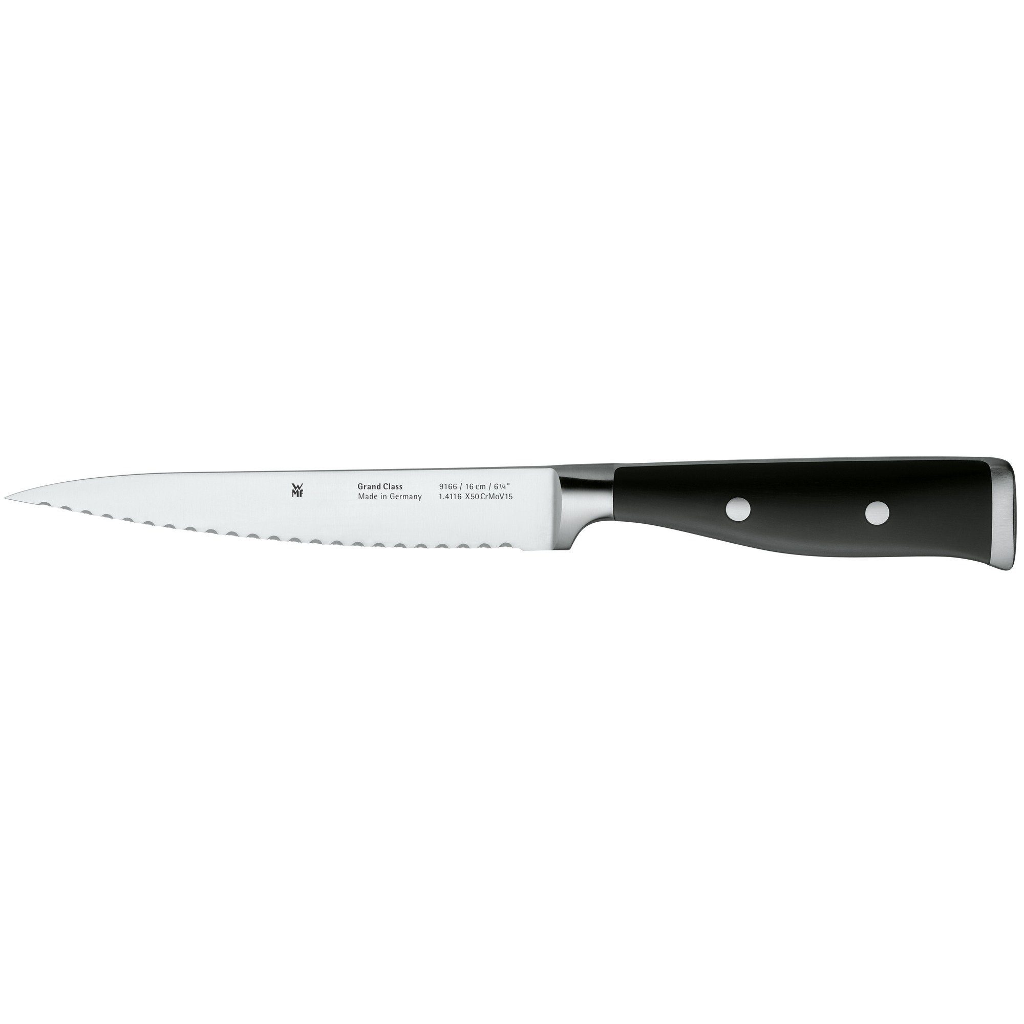 WMF Universalküchenmesser Grand Class Küchenmesser, 16 cm, 1x Küchenmesser mit Doppelwellenschliff