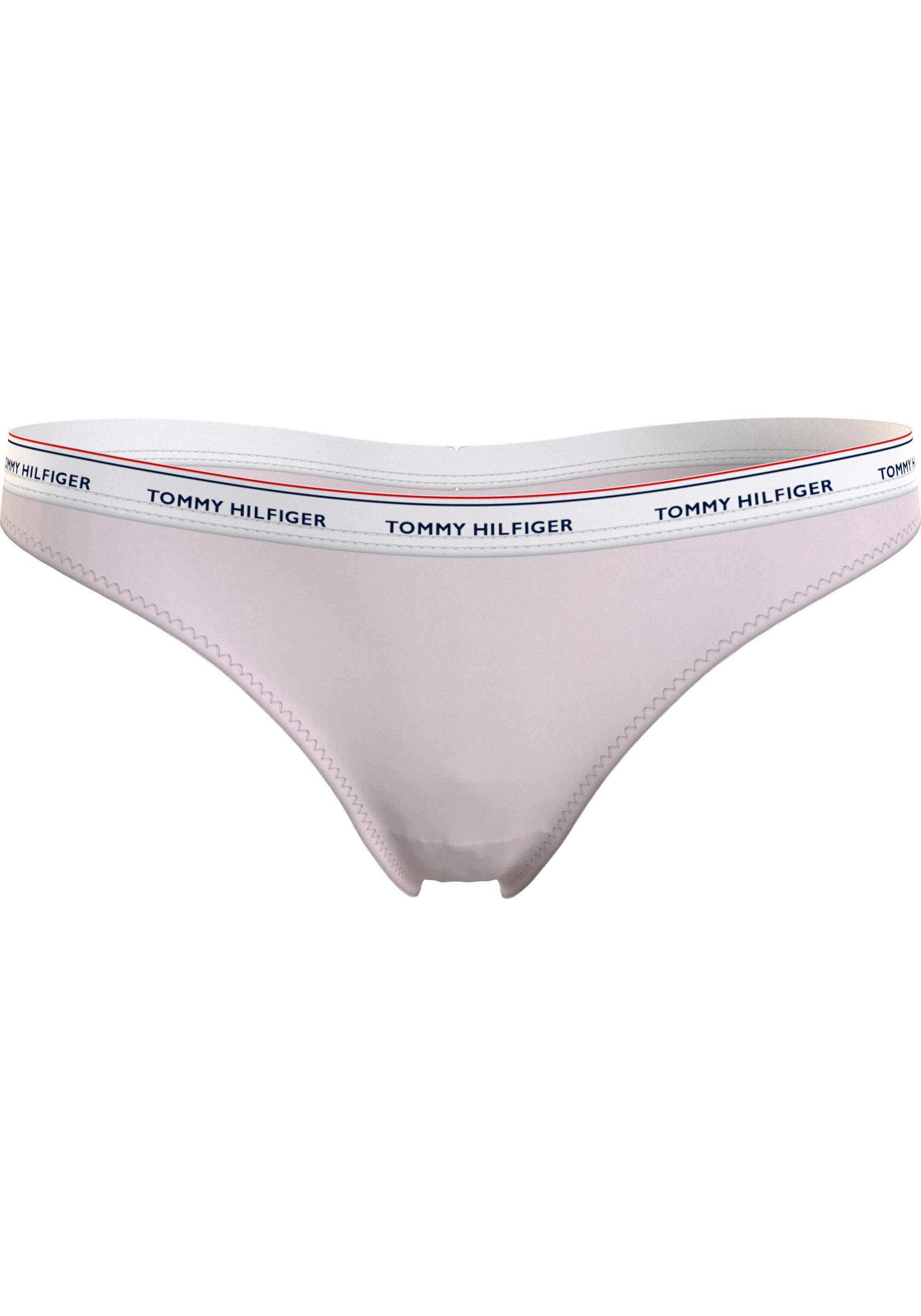 Tommy Hilfiger Underwear Slip 3 (EXT mit Hilfiger Daring_Scarlet/Starlight/Iron_Blue (Packung, Tommy 3er) SIZES) THONG Logobund PACK