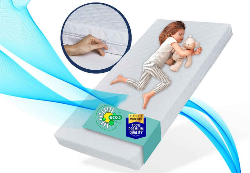 Kindermatratze SMART, Babymatratze mit abnehmbarem Bezug, waschbar bei 60°C, Kids Collective, 8 cm hoch, für Kinderbett, 200x90 cm, 8cm hoch, eco5 zertifiziert