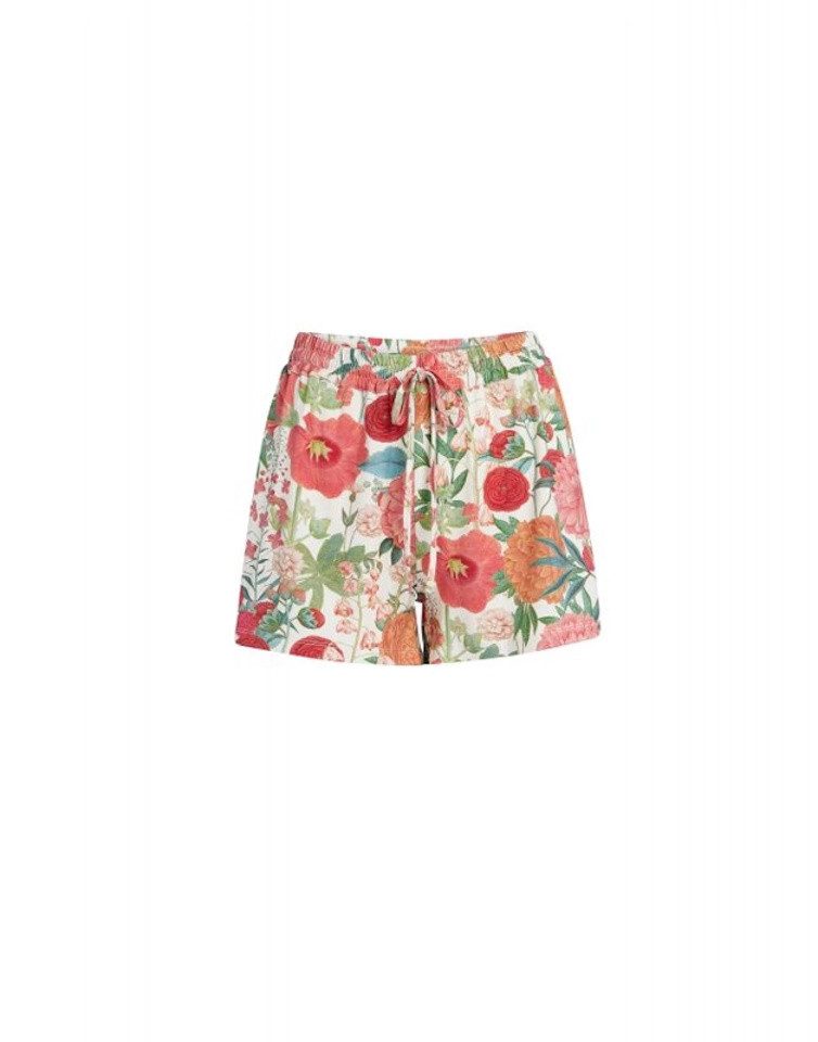 Essenza Pyjamashorts Nori Florentien Lobster Pink mit floralem Print