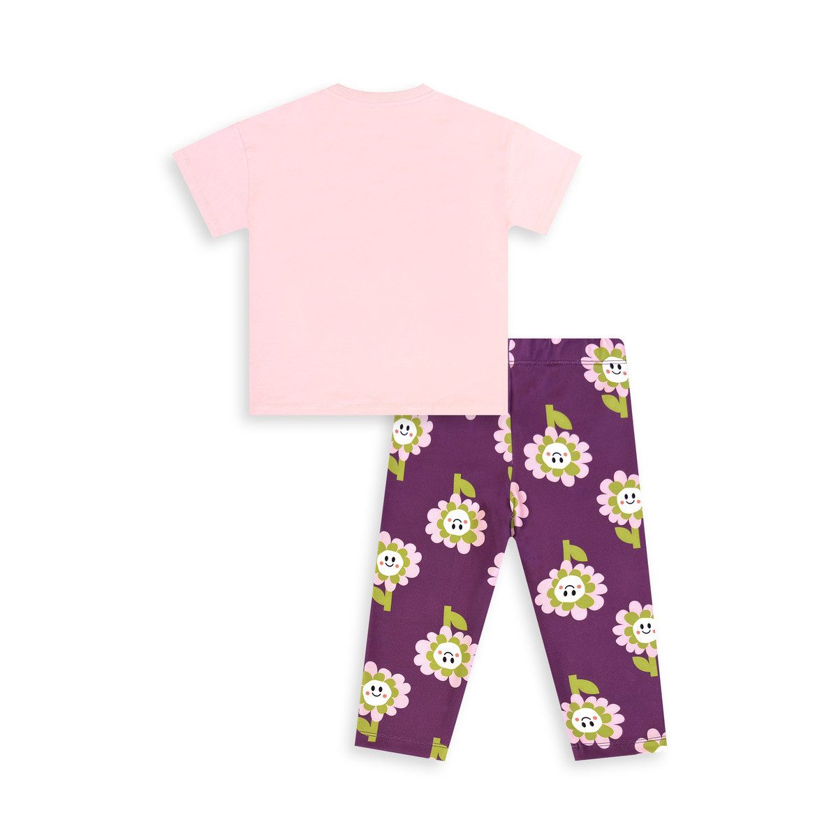 Denokids T-Shirt T-shirt & Leggings Smiling Flowers Mädchen (1-tlg) Outfit-Set, Bekleidungsset, Kombi-Set, 2er-Set, Mini Set