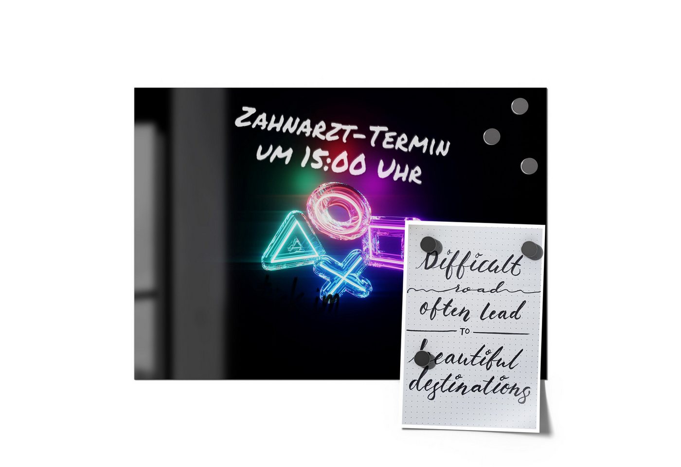 Thumbnail - DEQORI Magnetfolie 'Neon Gaming Symbole', beschreibbar universal Magnetmatte magnetisch Folie Planer Kalender