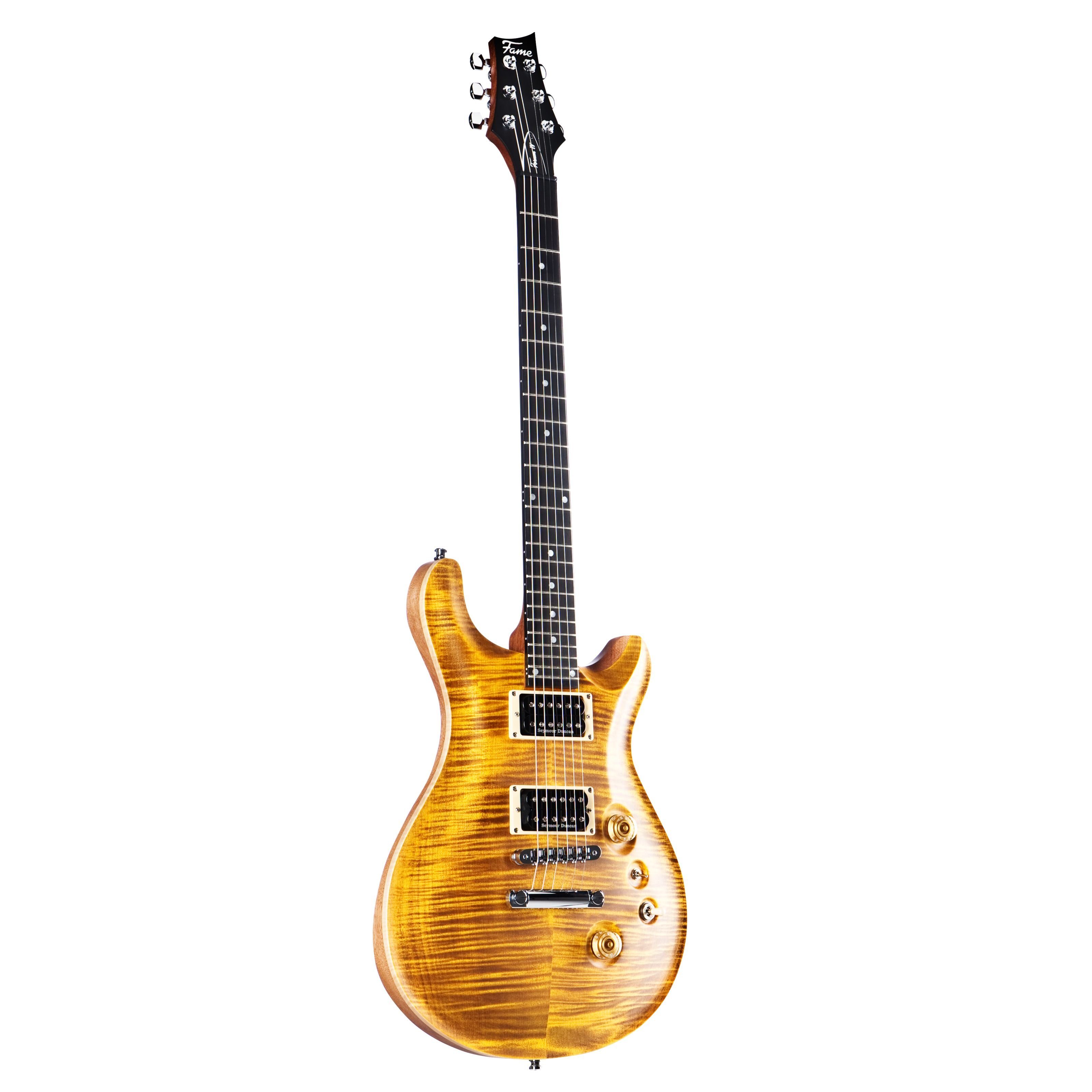 FAME E-Gitarre, Forum IV Modern Serie M E-Gitarre elektrische Gitarre mit Humbucker Tonabnehmer Electric Guitar mit braune Riegelahorndecke Forum Double Cut, E-Gitarren, Fame-Modelle, Forum IV Modern Serie, E-Gitarre mit Humbucker Tonabnehmer, Electric
