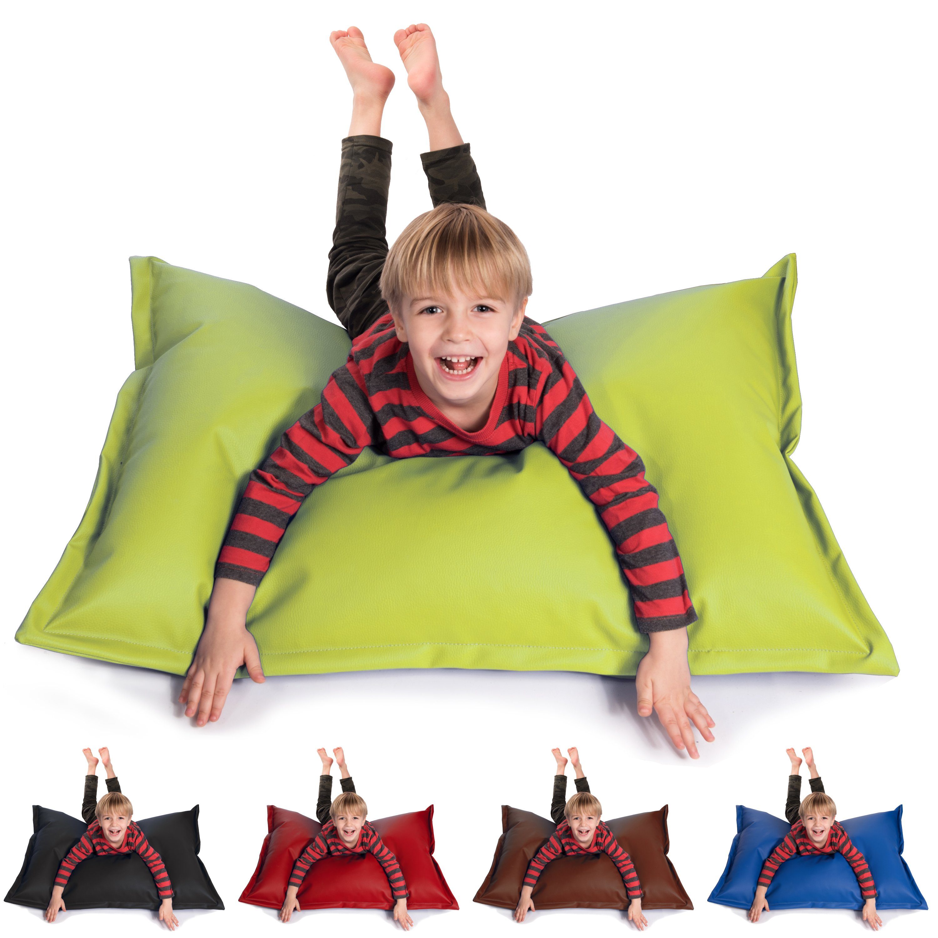 sunnypillow Sitzsack aus mit Füllung Indoor 100 Styropor cm & x Kunstleder 60L Kinder Erwachsene, für Outdoor & 70