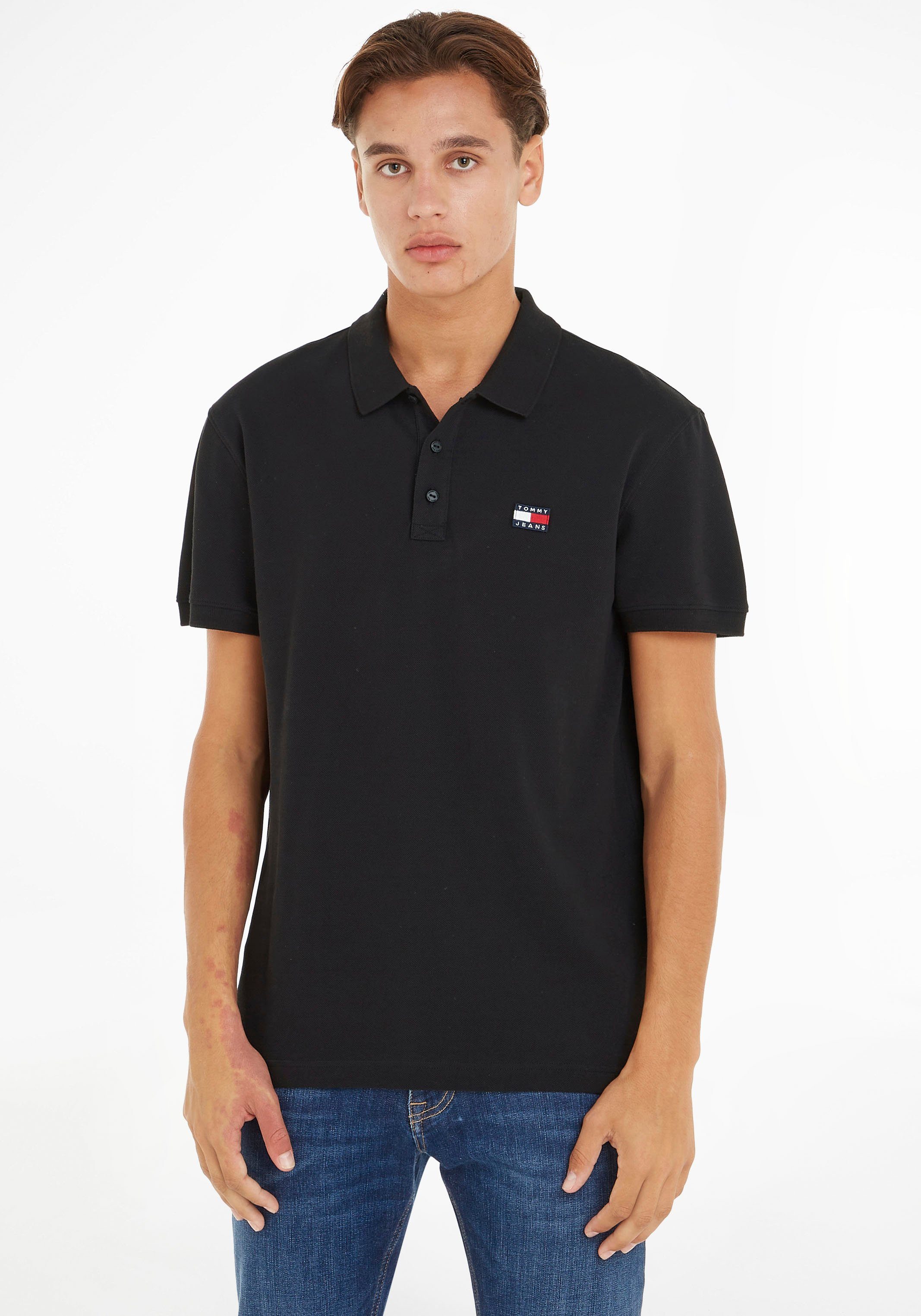 Tommy Jeans Poloshirt TJM CLSC XS BADGE POLO mit 3-Knopf-Form Black