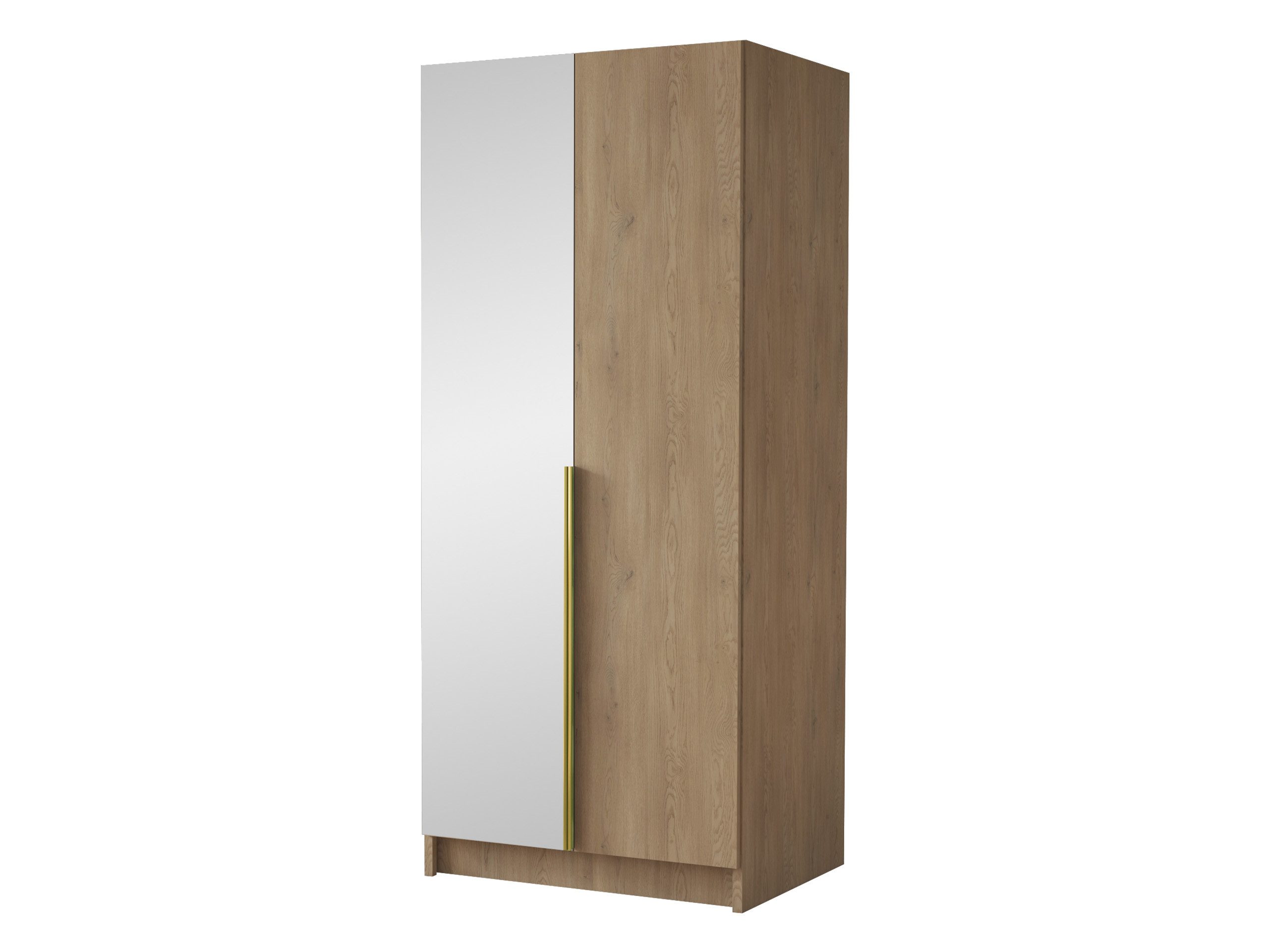 MIRJAN24 Kleiderschrank Bono II (mit zwei Drehtüren) Kleiderstange, Metallgriffe, Frontspiegel