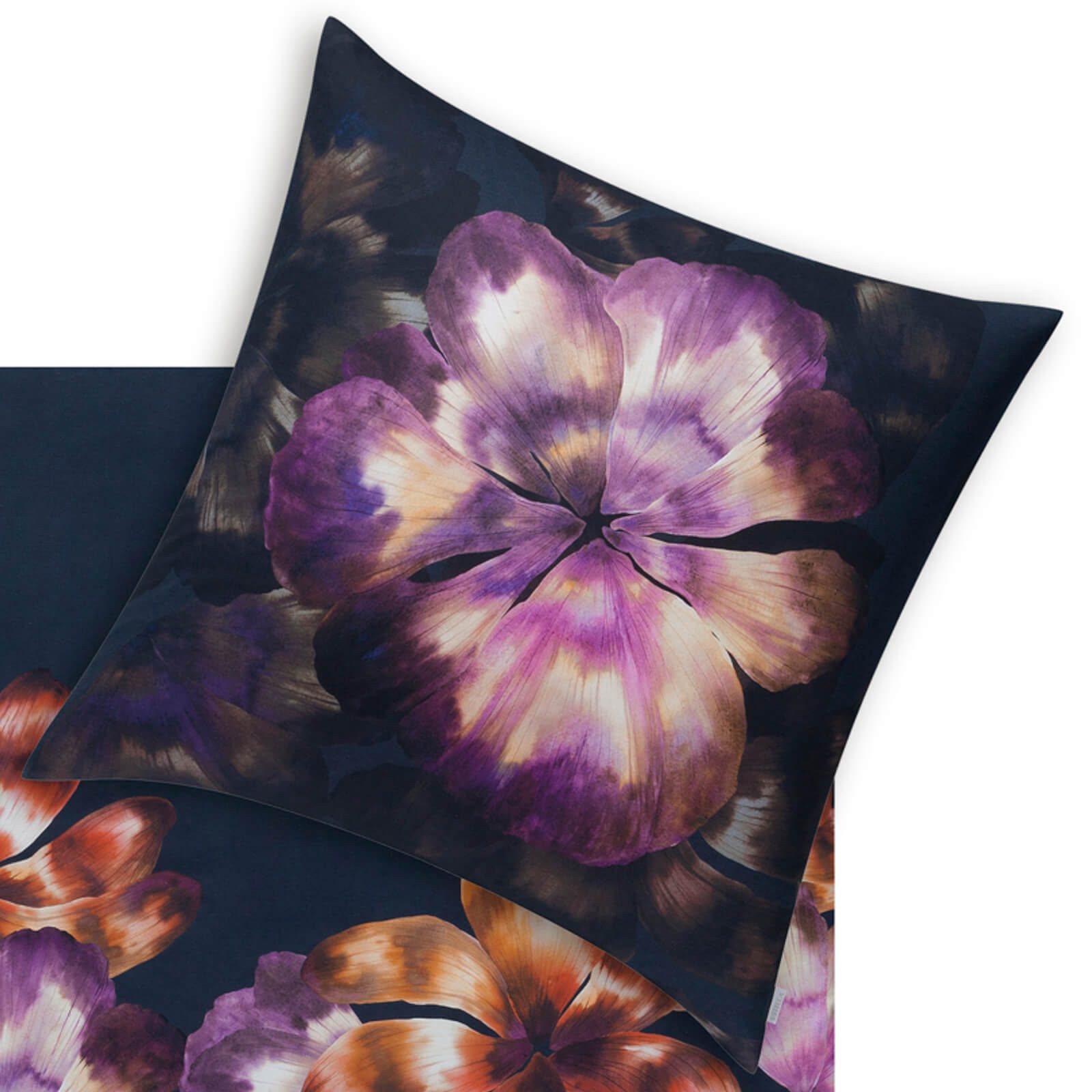 Estella Bettwäsche Emilia 6331 605 Dunkelblau, Interlock Jersey, 2 teilig, Blumen, Blüten