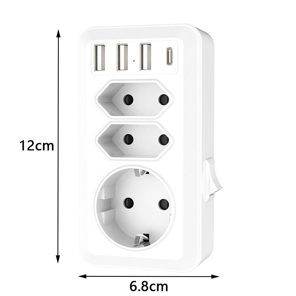 Steckdosenleiste weiß USB, GelldG 16A mit 3840W Steckdose, Doppelstecker für Steckdosenverteiler