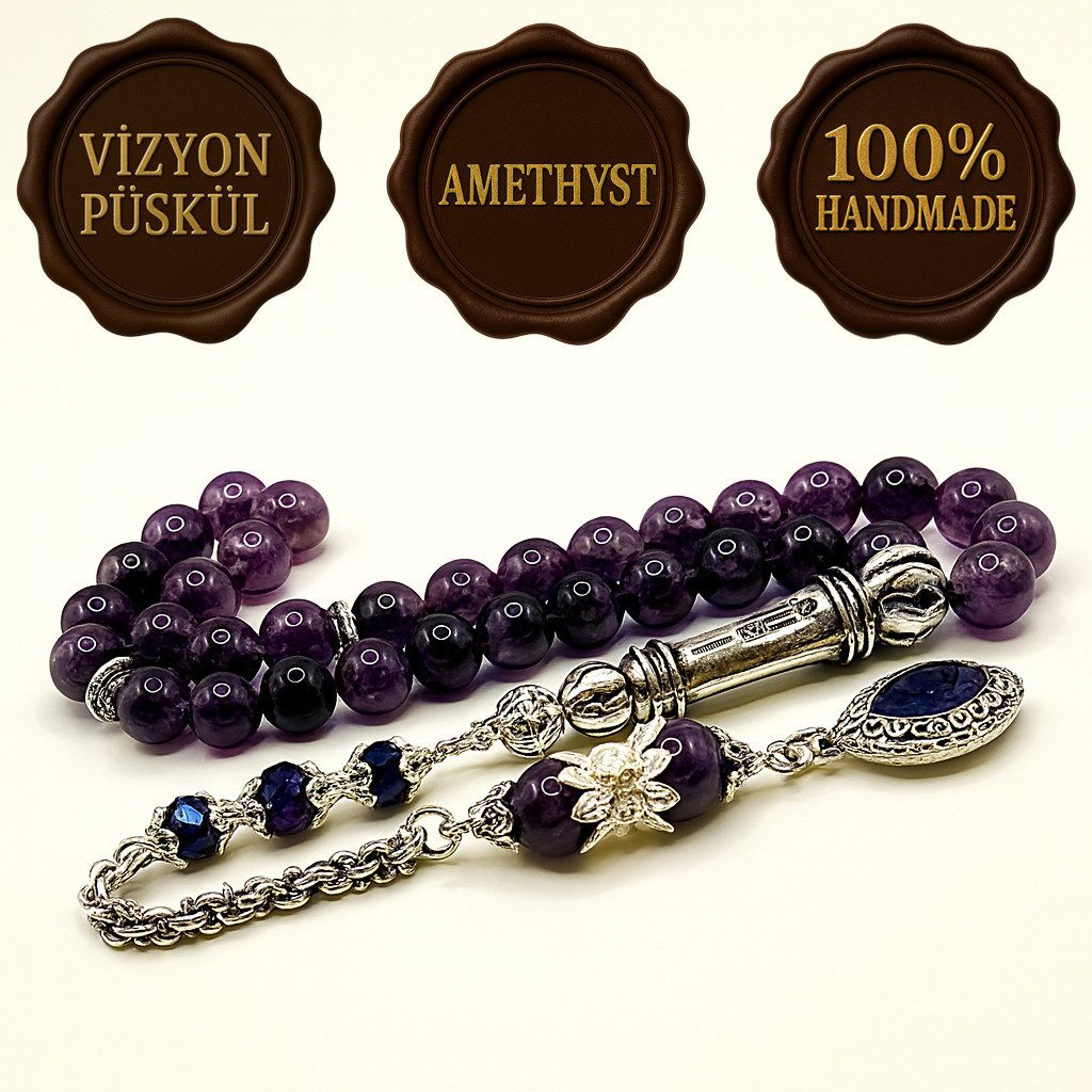 M-Punkt24 Kettenanhänger Set Tesbih Tespih Armband (Amethyst 8 mm Rund, Geb günstig online kaufen