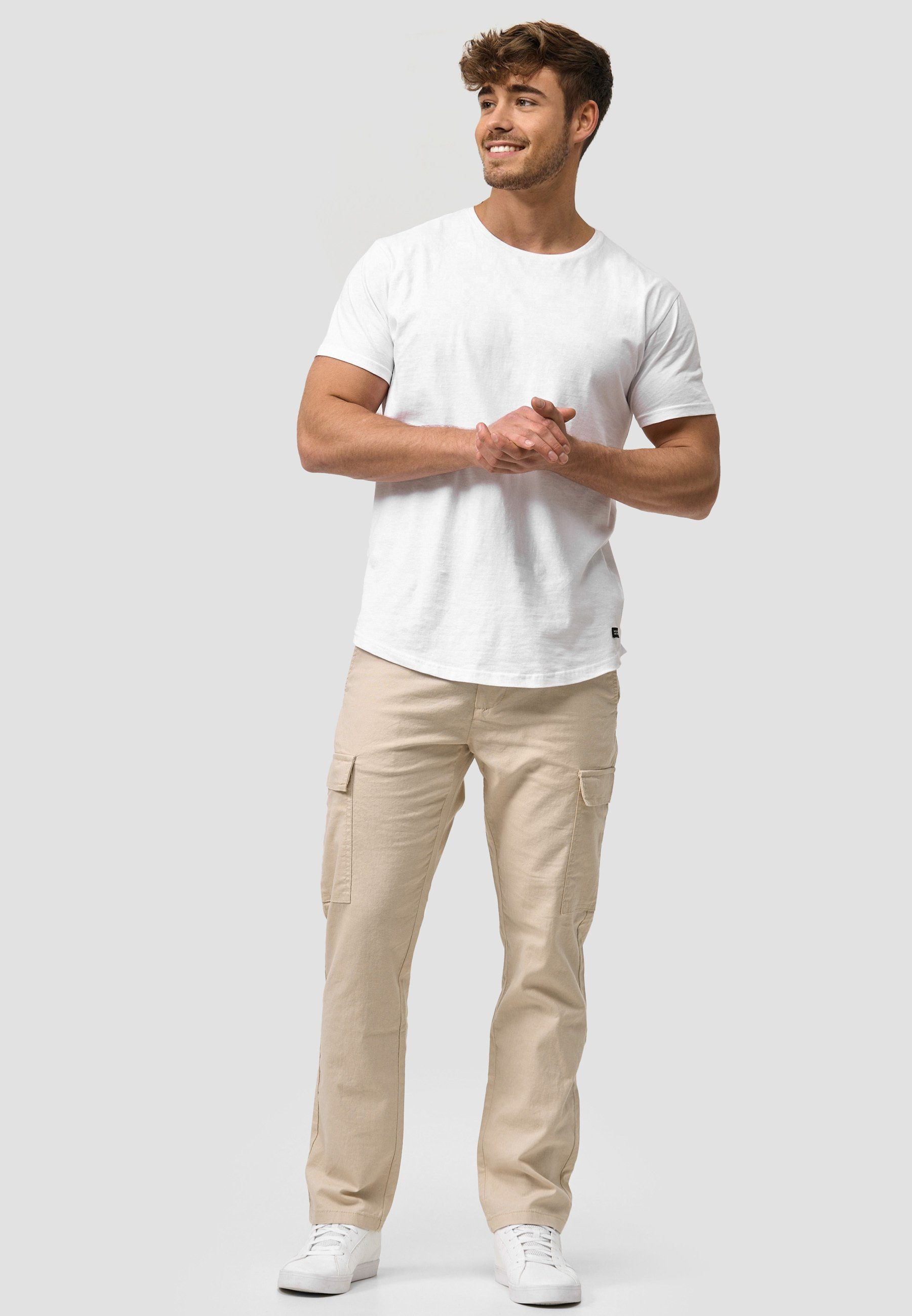 Indicode Leinenhose Herren Leonardo Sommerhose Leinen Herrenhose mit aufgesetzten Taschen