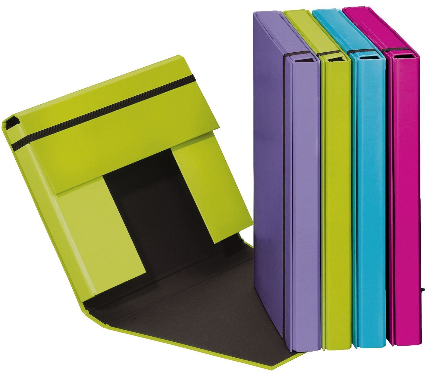 PAGNA Aufbewahrungsbox 6x Pagna® 21308-00 Heftbox Trend - A4, PP, 4 farbig sortiert, Gummizug