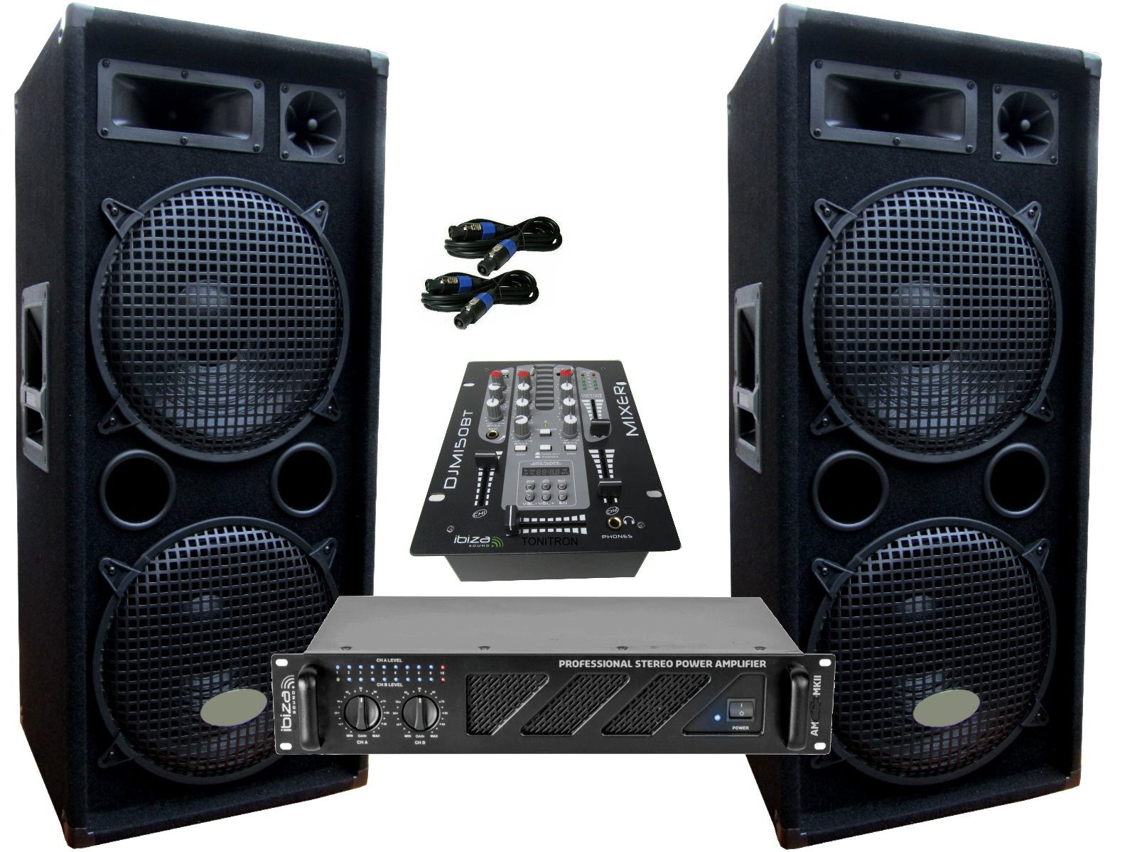 PA Party DJ Disco Set Lautsprecher Mixer Bluetooth Verstärker 3000 Wat Party-Lautsprecher