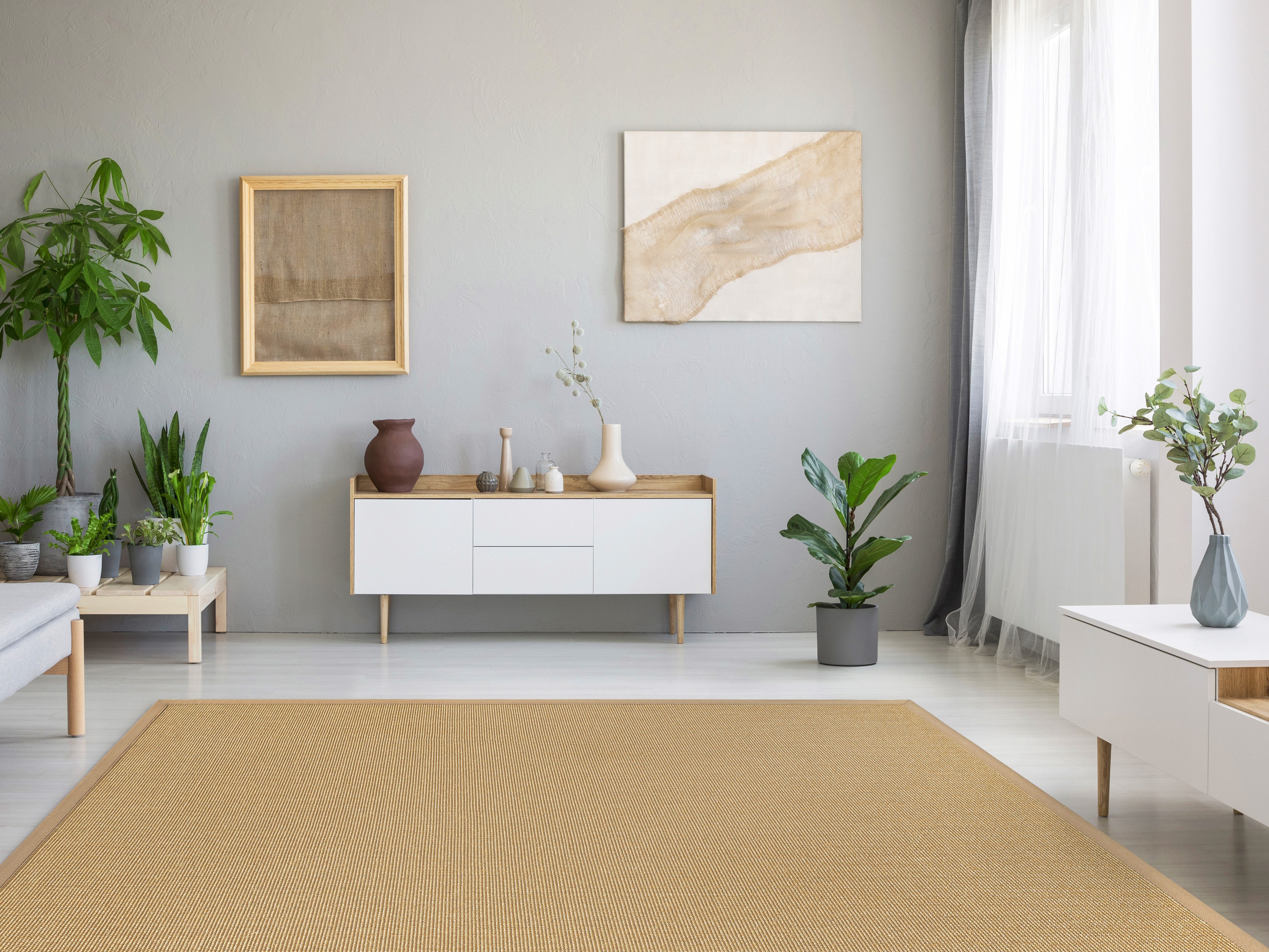 Dekowe Sisalteppich Mara S2 mit Bordüre, rechteckig, Höhe: 5 mm, Flachgewebe, Material: 100% Sisal, Wohnzimmer, Kundenliebling