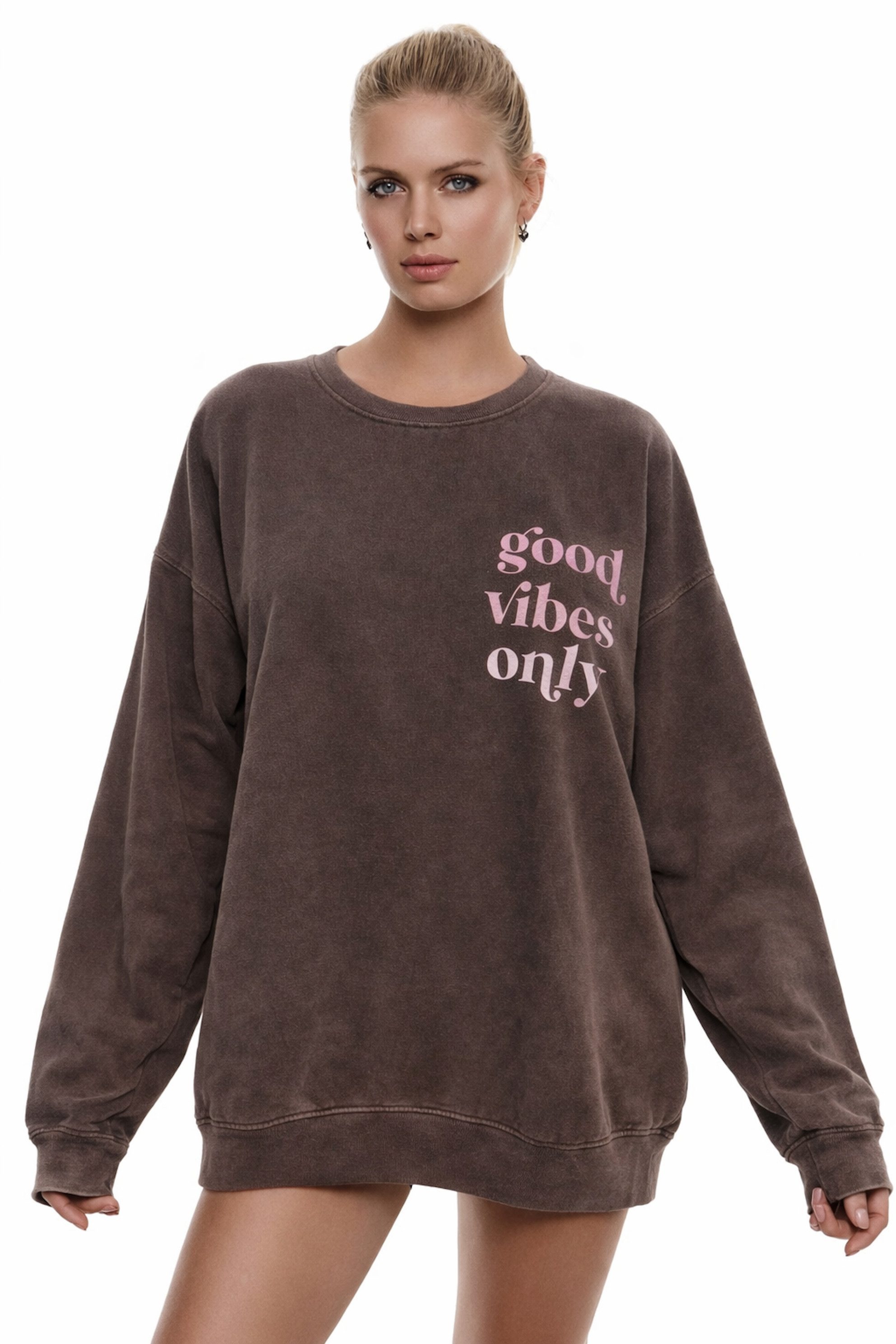 Worldclassca Sweatshirt Worldclassca Oversized Sweatshirt Good Vibes Print günstig online kaufen