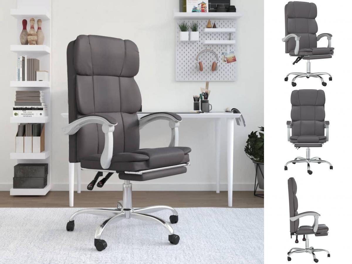 [Herausforderung zum niedrigsten Preis! ] vidaXL Bürostuhl Bürostuhl mit Grau Liegefunktion Grau Grau Kunstleder 