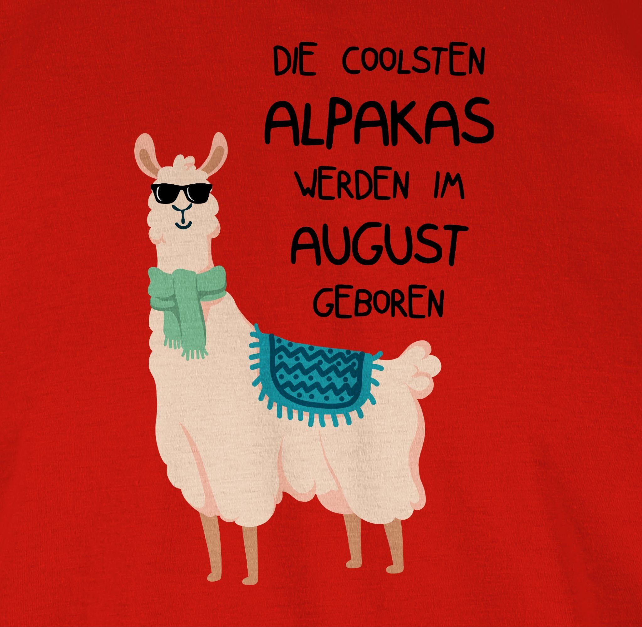 Damen Shirts Shirtracer T-Shirt Die coolsten Alpakas werden im August geboren Sonnenbrille - Geburtstag Geschenk - Damen Premium