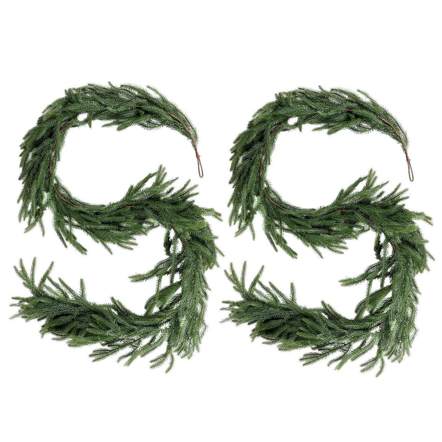 LuxusKollektion Hänge-Weihnachtsbaum Weihnachtsgirlande Norfolk Tanne 190cm Grün (2 St)
