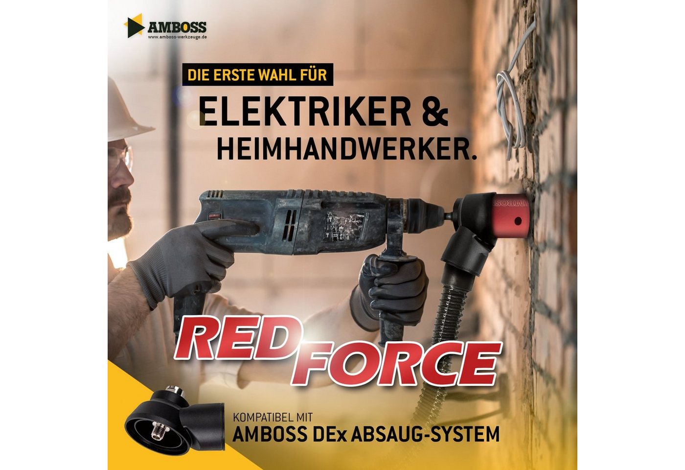Thumbnail - Amboss Werkzeuge Dosensenker Dosensenker Red Force - 68 mm - SDS-Plus Set mit