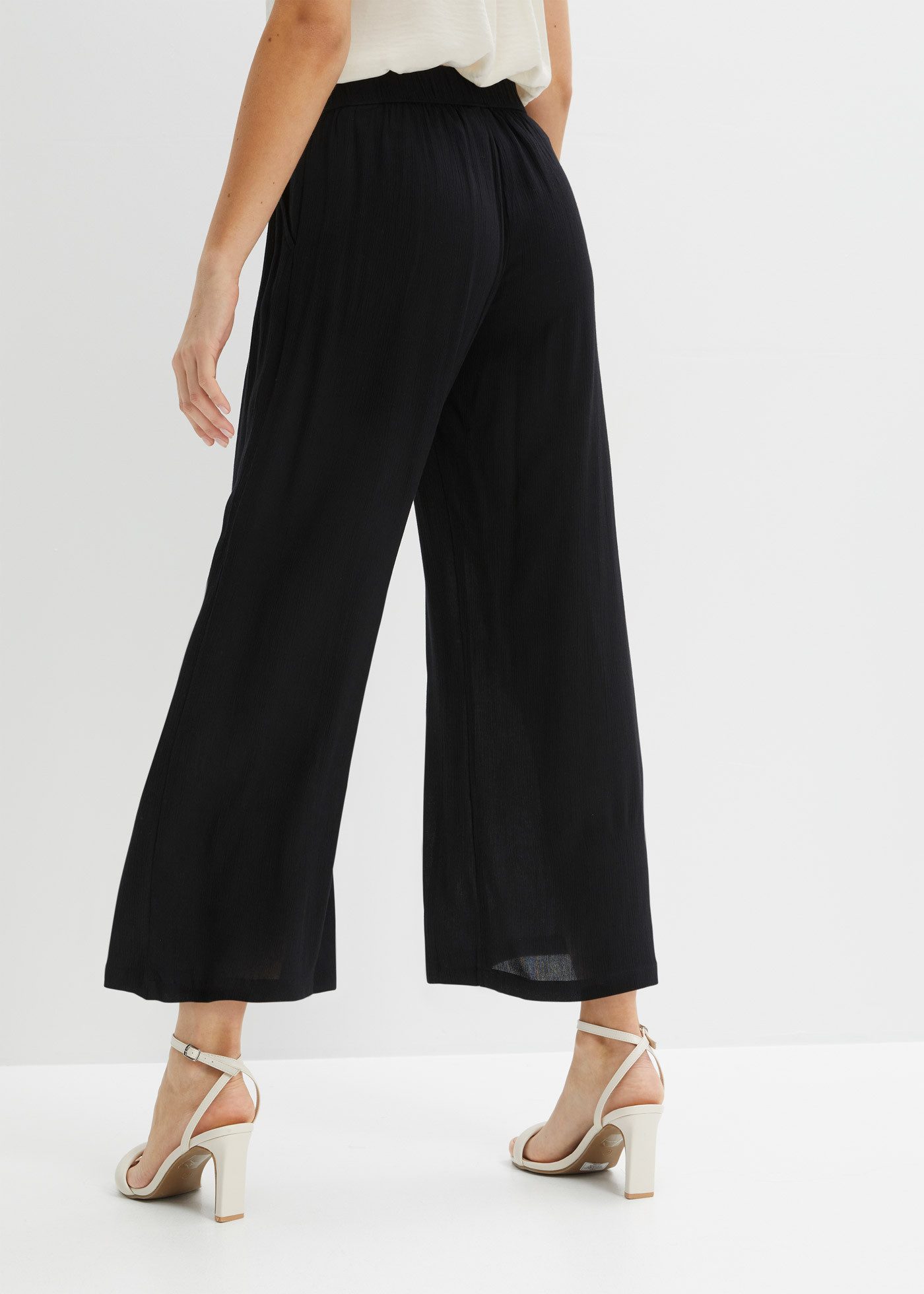 bonprix Schlupfhose aus Viskose, mit Bindeband, lockere Passform, mit Crinkle-Struktur
