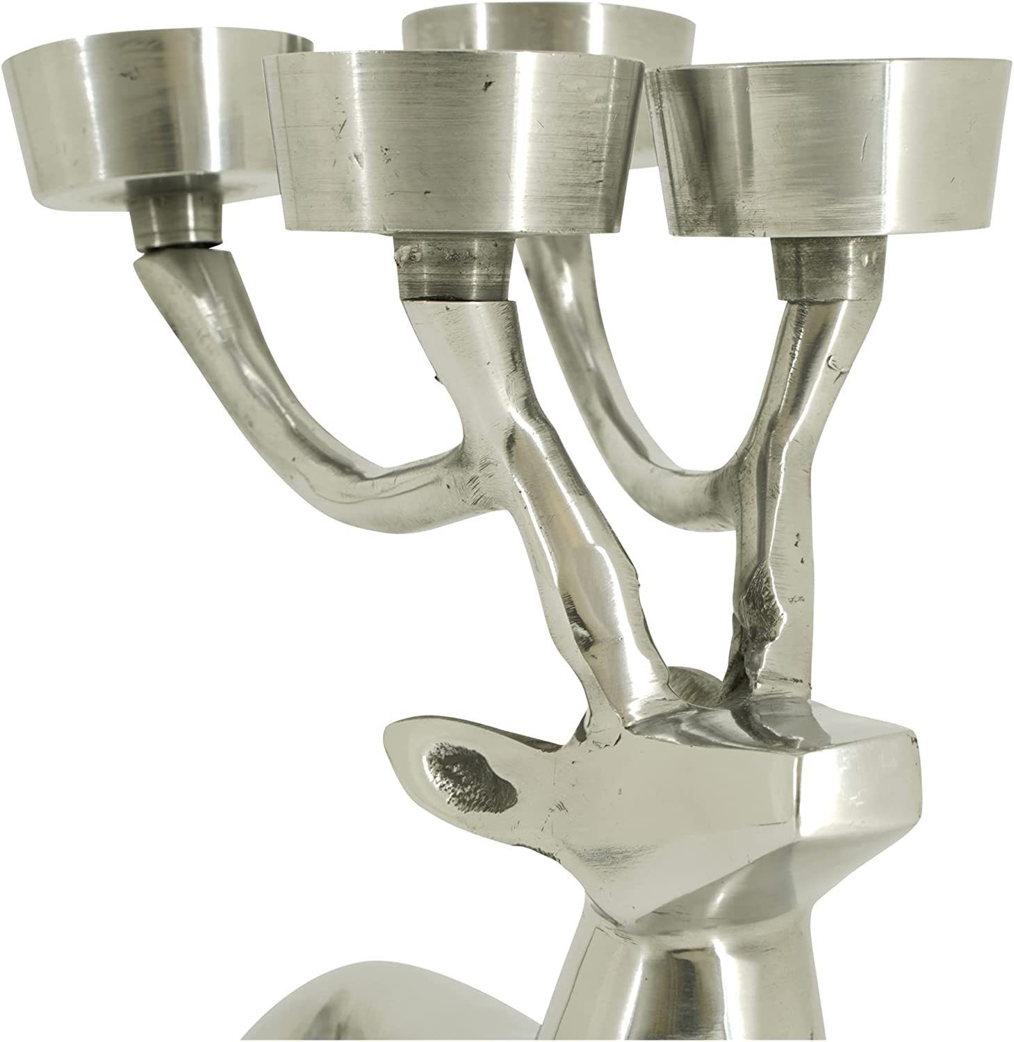 Lesli Living Kerzenhalter Windlichthalter Teelichthalter Hirsch Aluminium silber 23x16x24cm