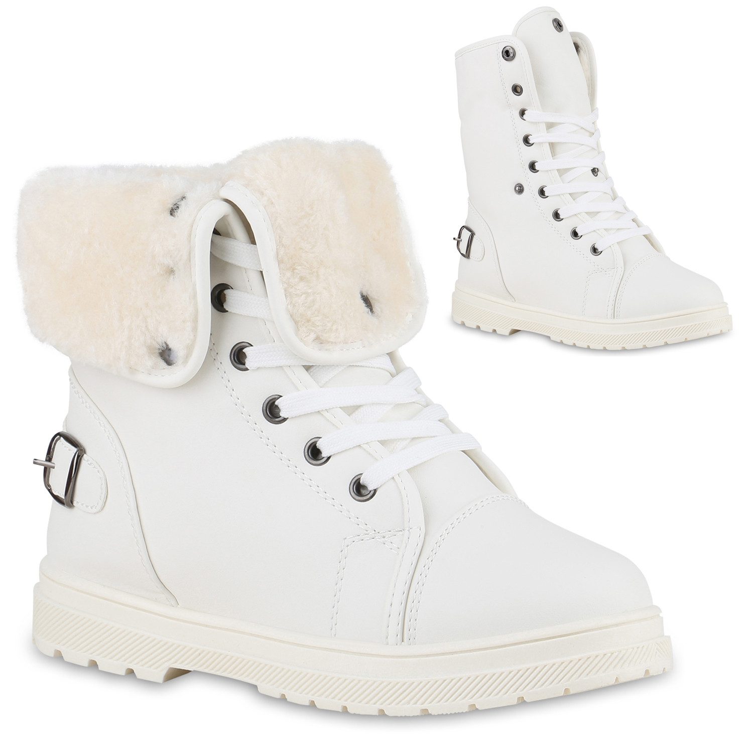 VAN HILL 840859 Sneaker Damen Sneaker High Chloe Warm gefütterte Winterschuhe mit Schnallen