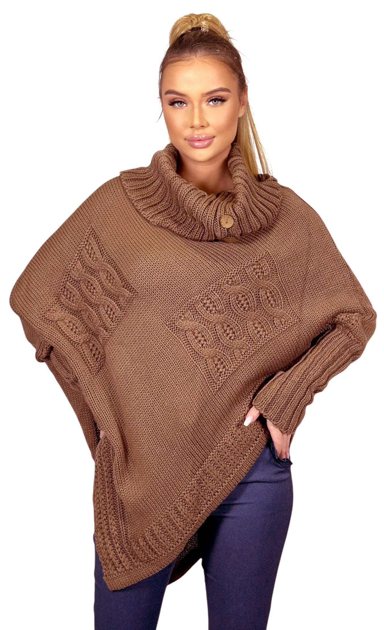 Mississhop Strickponcho Poncho Strick Sweatshirt Pullover günstig online kaufen