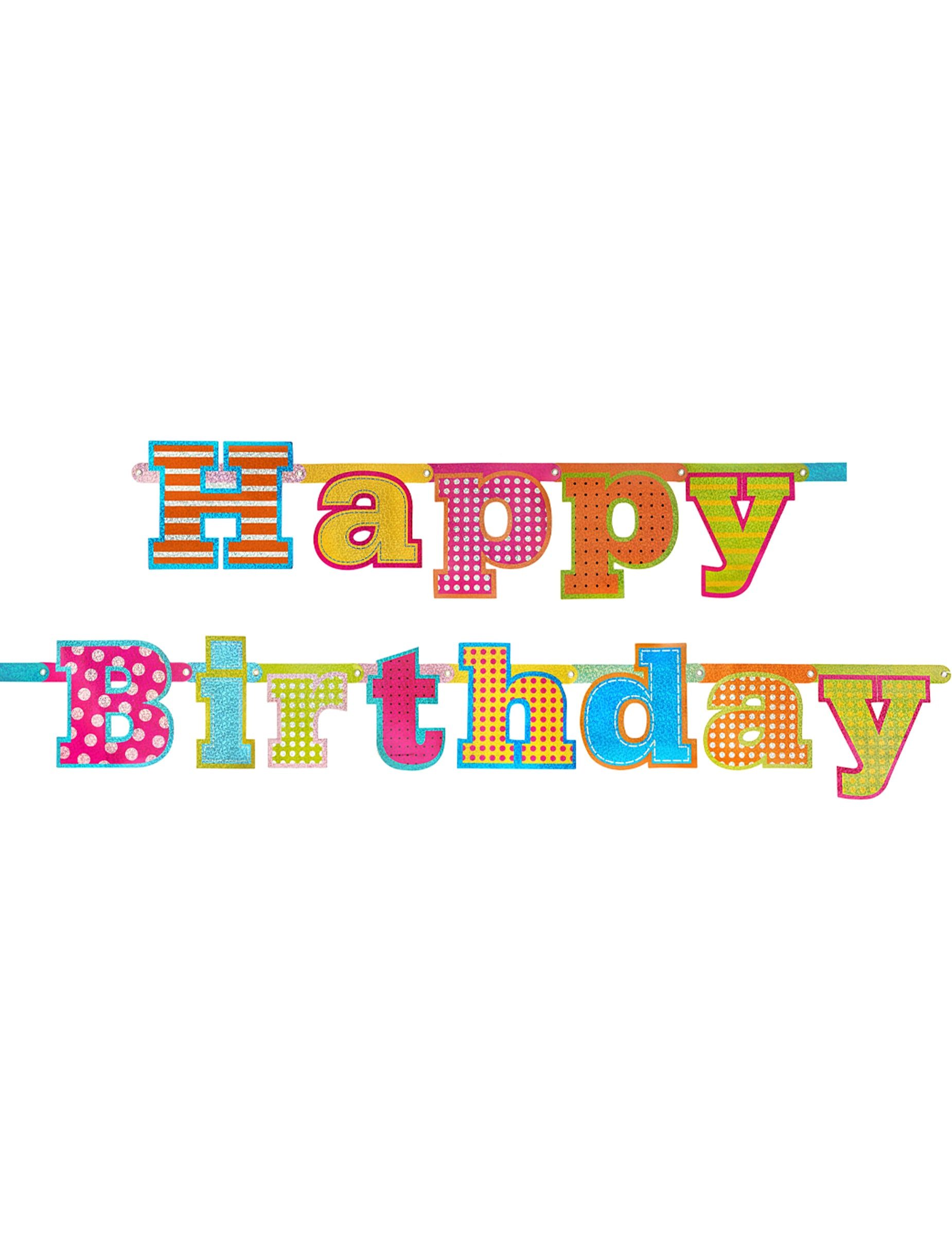 partydeco Kostüm Happy Birthday Party-Girlande bunt