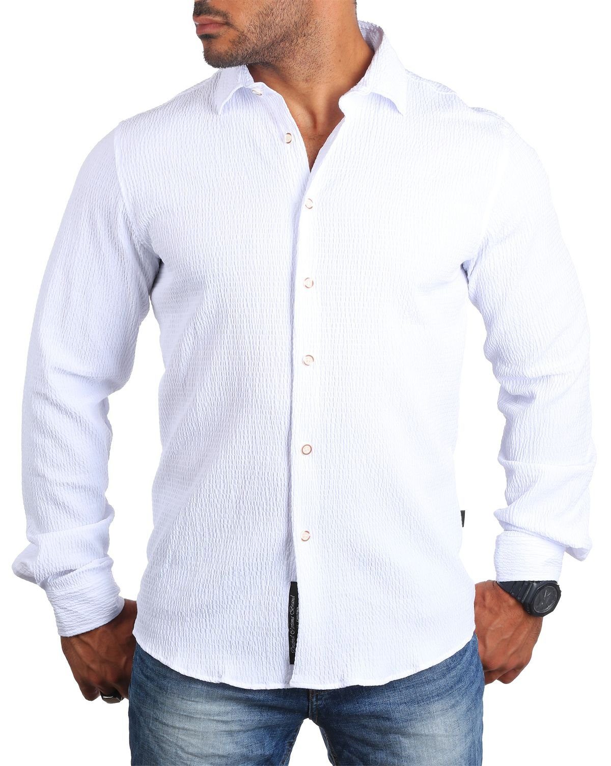 CARISMA Langarmhemd Hemd trendige Riffel Optik retro Look stretch 8596 Regu günstig online kaufen