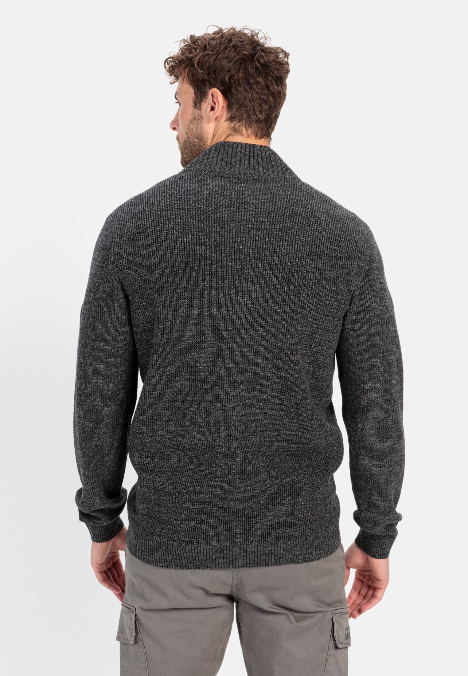 camel active Strickjacke mit Reißverschluss Langarm Stehkragen Stehkragen günstig online kaufen