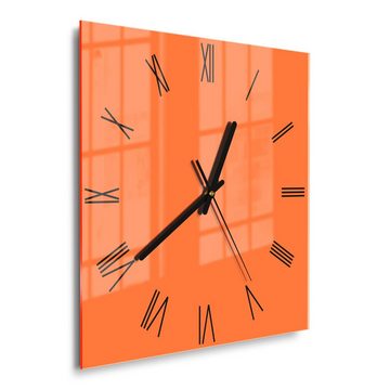 DEQORI Wanduhr 'Unifarben - Orange' (Glas Glasuhr modern Wand Uhr Design Küchenuhr)