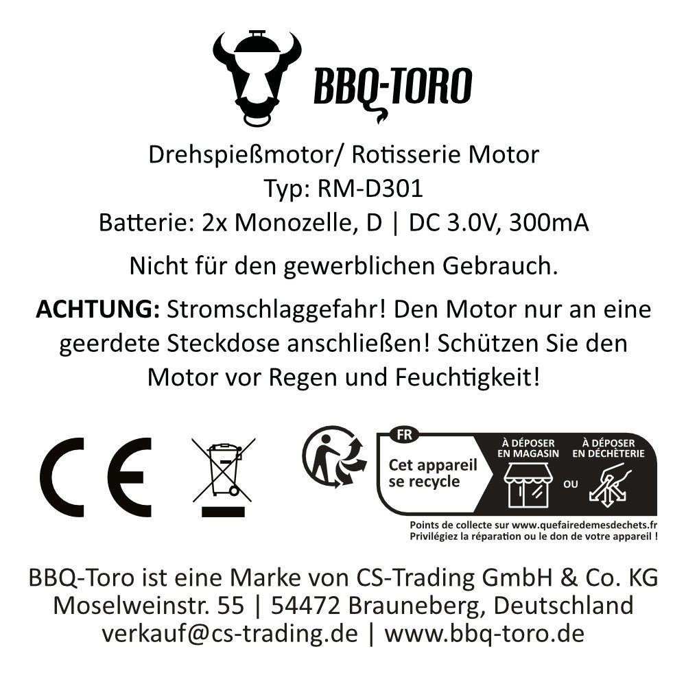 BBQ-Toro Lagerfeuer-Grillspieß BBQ-Toro mobiles Grillspieß Set 70 cm für Lagerfeuer, Camping