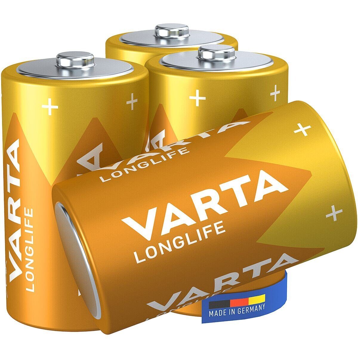 VARTA LONGLIFE Batterie, (1.5 V, 4 St), Mono / D / LR20, 1,5 V, Alkali