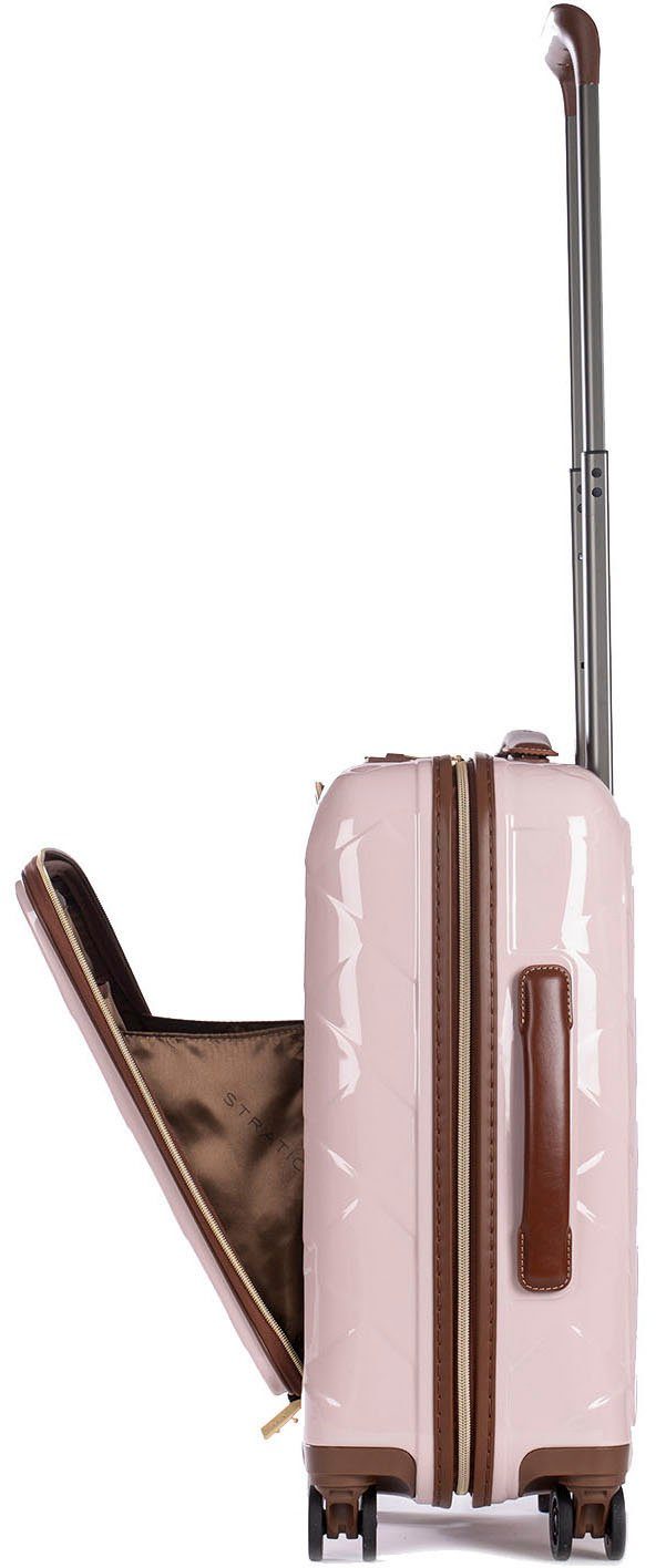 Stratic Hartschalen-Trolley Leather&More 4 mit S Laptopfach rose, mit Rollen, NFC-Chip; Vortasche