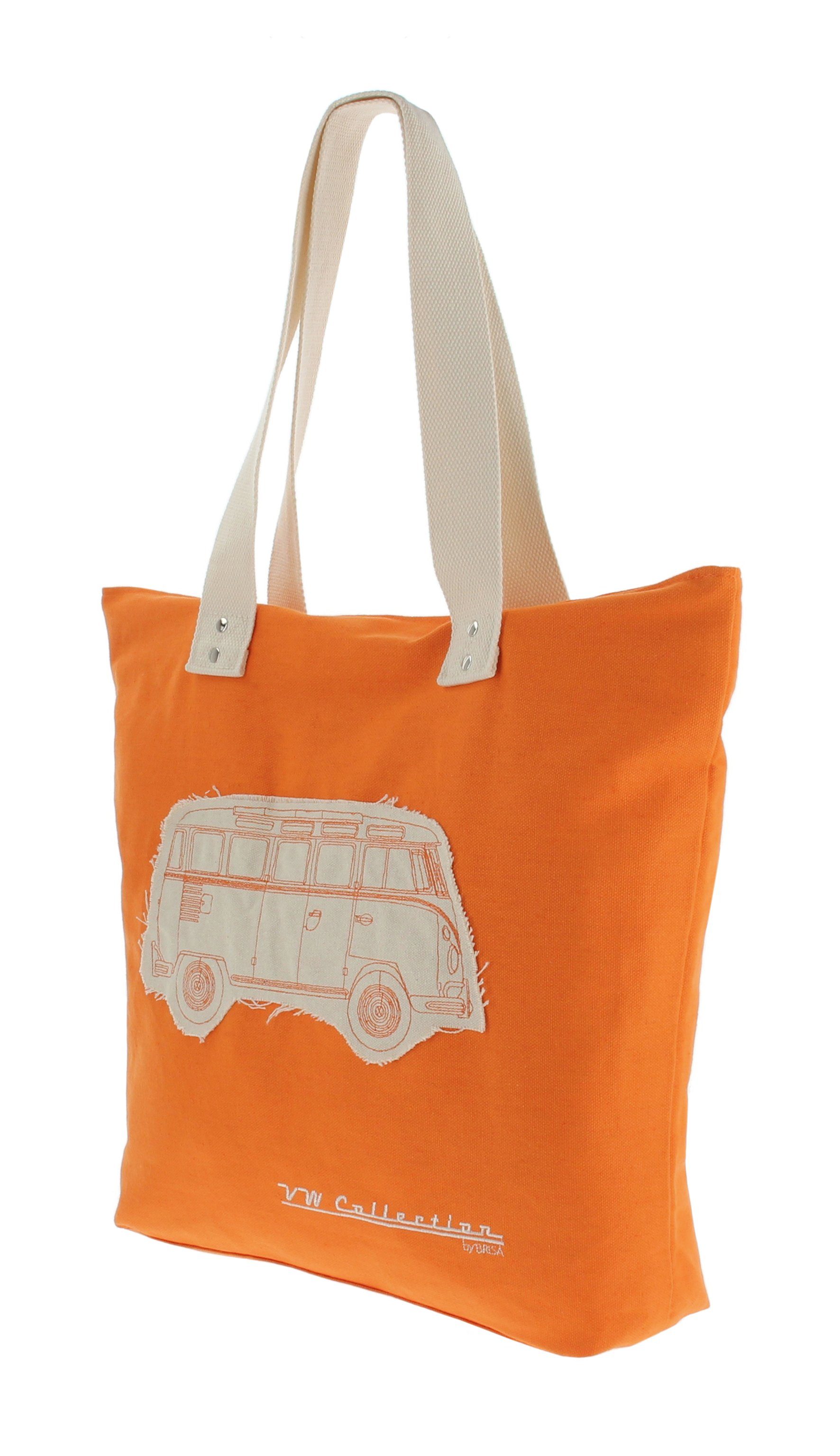 VW Collection by BRISA Einkaufsshopper Motive Bulli mit T1 Bus Orange 17 Silhouette in Volkswagen Canvas-Einkaufs-Tüte-Strand-Tasche, Wiederverwendbare l