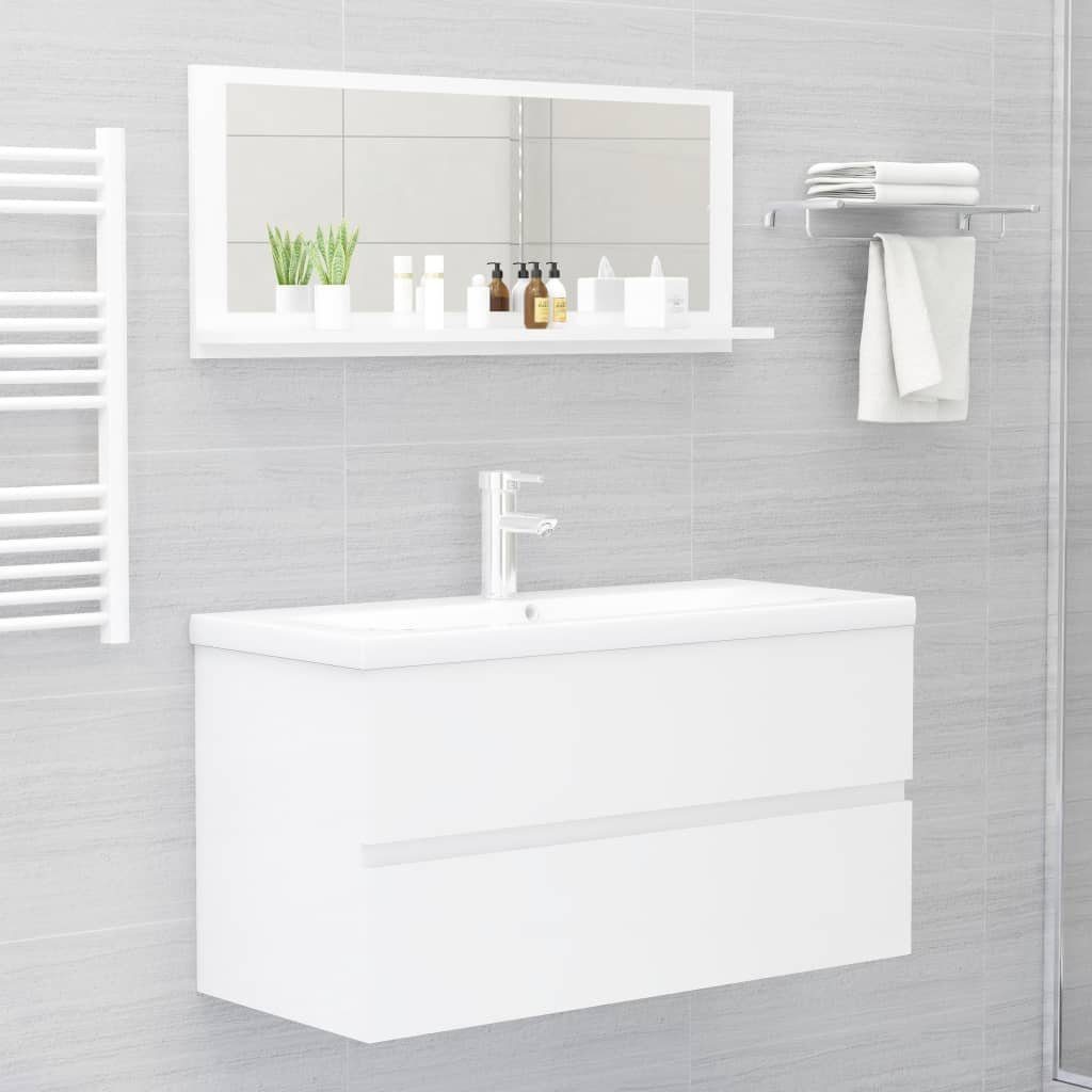 90x10,5x37 cm Holzwerkstoff Badezimmerspiegelschrank Badspiegel (1-St) Hochglanz-Weiß vidaXL