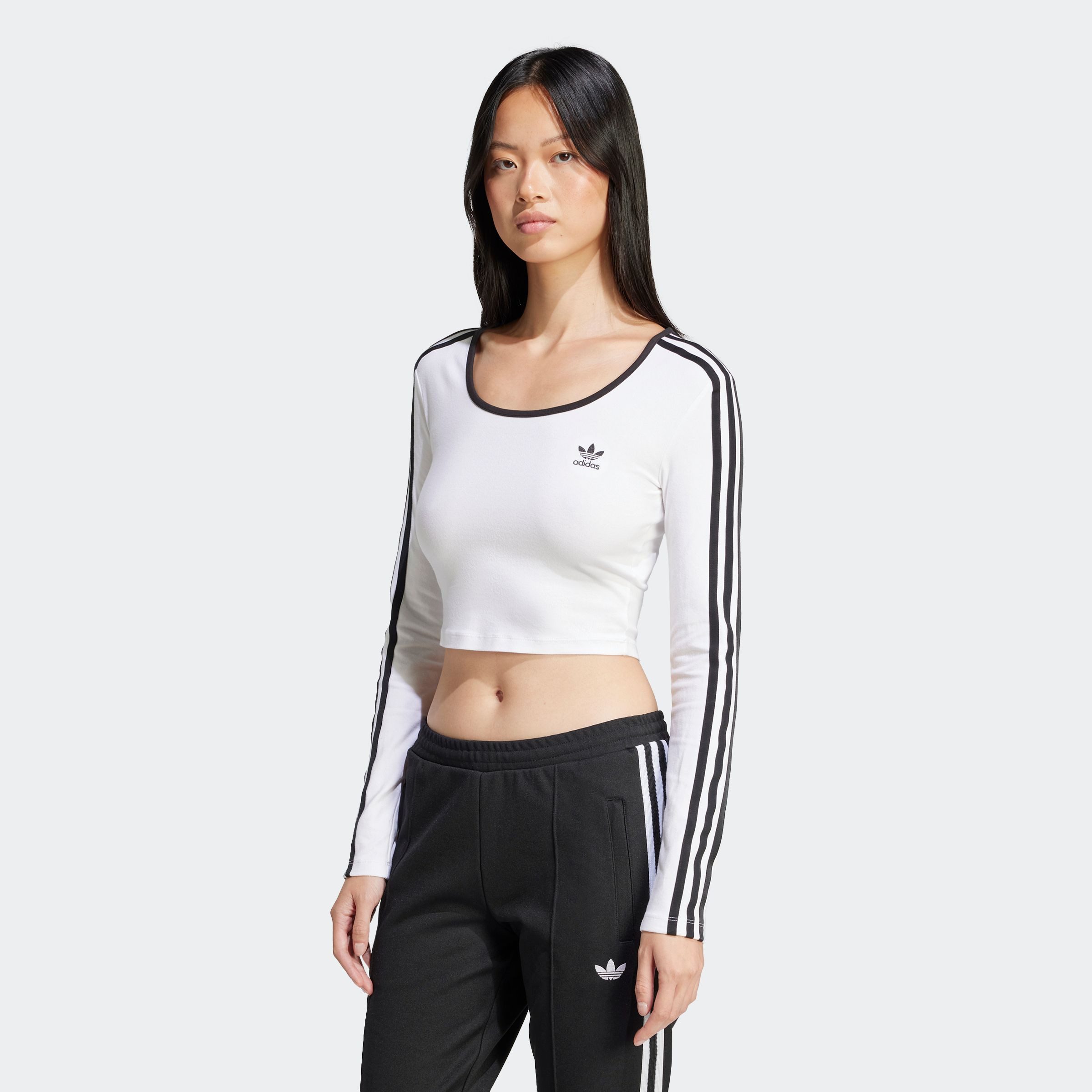 adidas Originals Langarmshirt 3S LS CROP schmaler und kürzerer Schnitt, mit günstig online kaufen