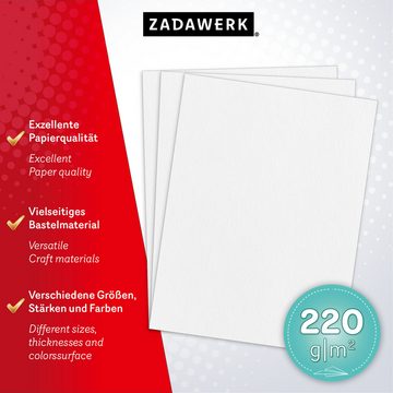 ZADAWERK Bastelkartonpapier Fotokarton - Modellbaukarton - Kartonbögen - zum Basteln und Gestalten, Tonkarton - 220 g/m² - DIN A4 - Weiß - 50 Stück