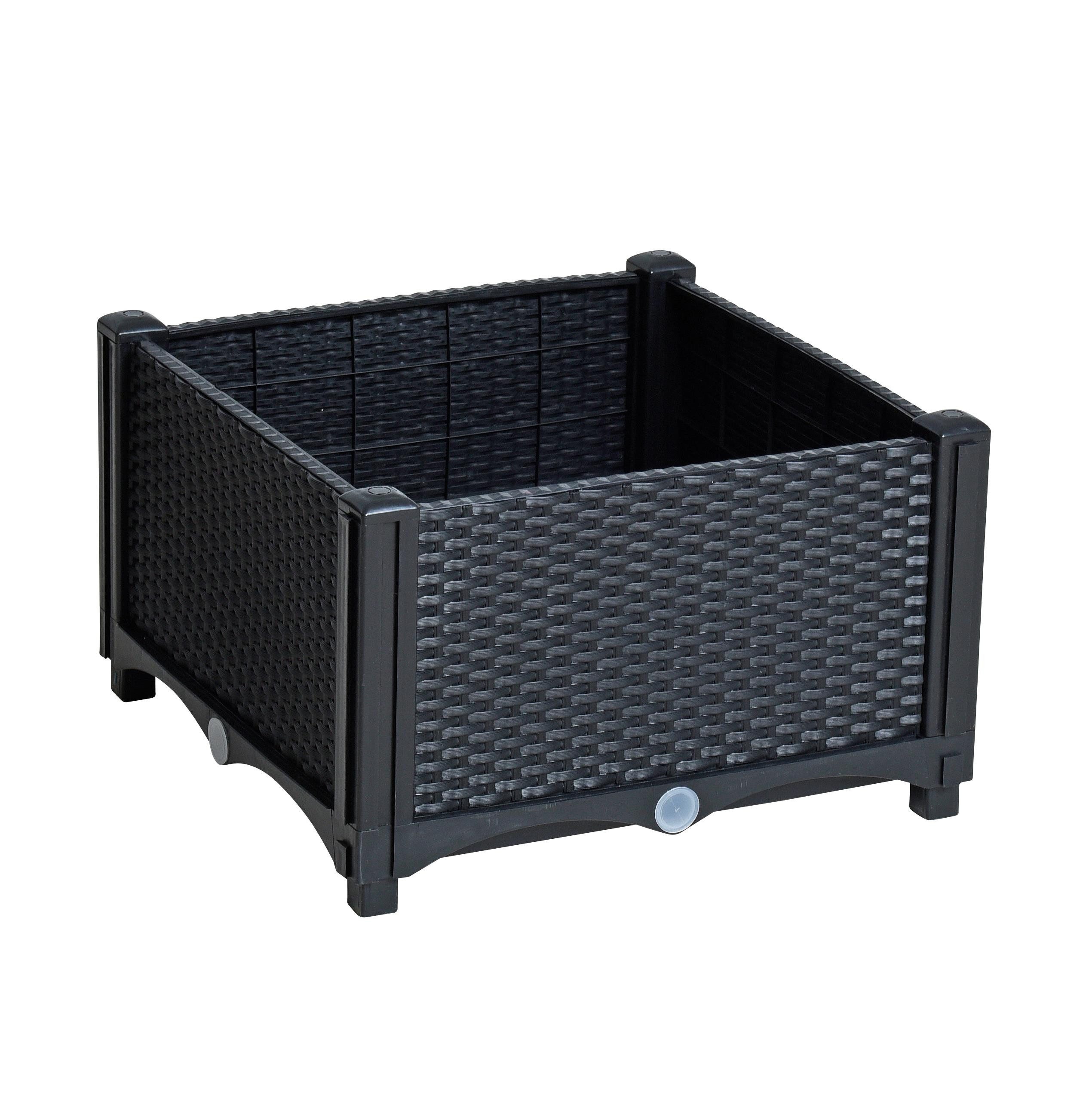 ESTEXO Hochbeet Blumenbeet Gemüsebeet 40x40x26 cm Pflanzbeet Polyrattan Schwarz