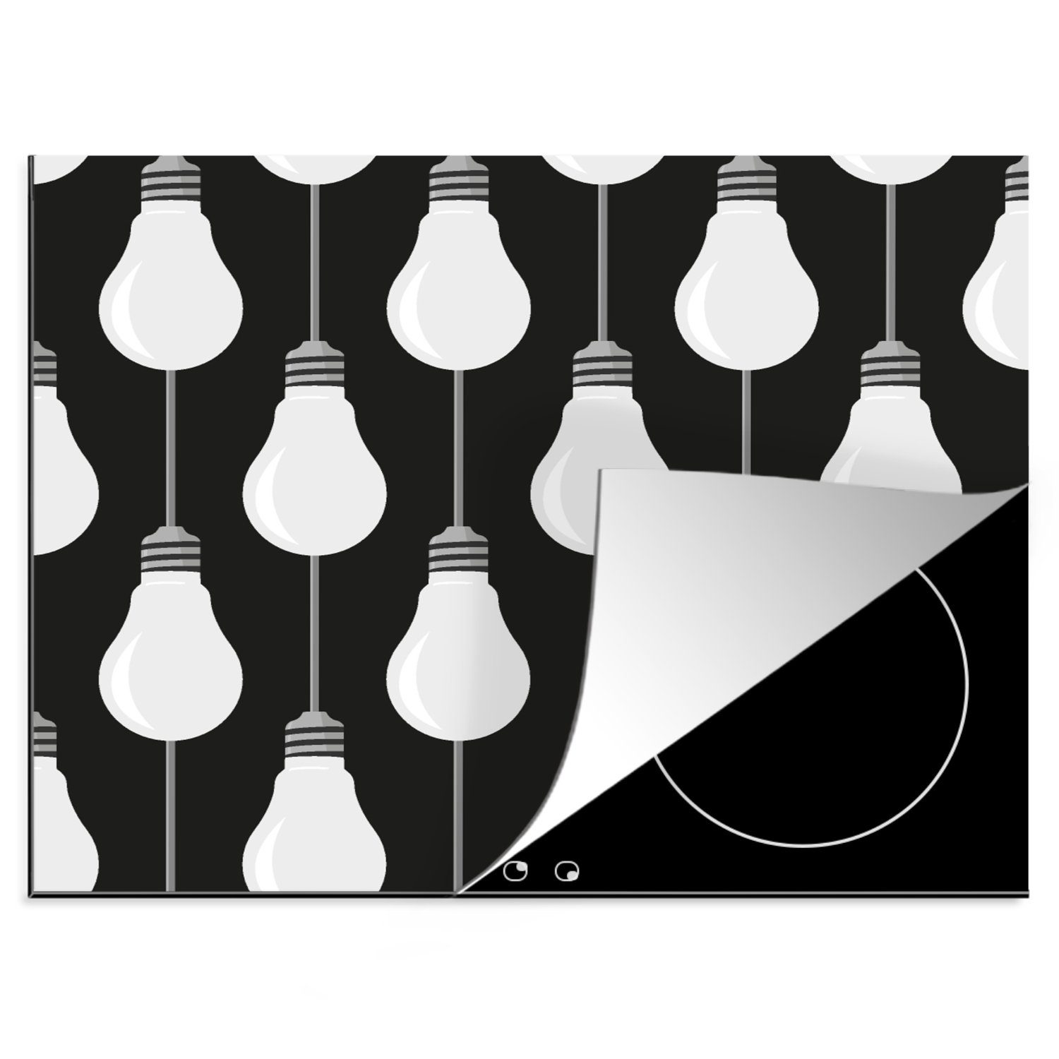 MuchoWow Herdblende-/Abdeckplatte Glühlampen - Licht - Muster, Vinyl, (1 tlg), 60x52 cm, Mobile Arbeitsfläche nutzbar, Ceranfeldabdeckung | Herdabdeckplatten