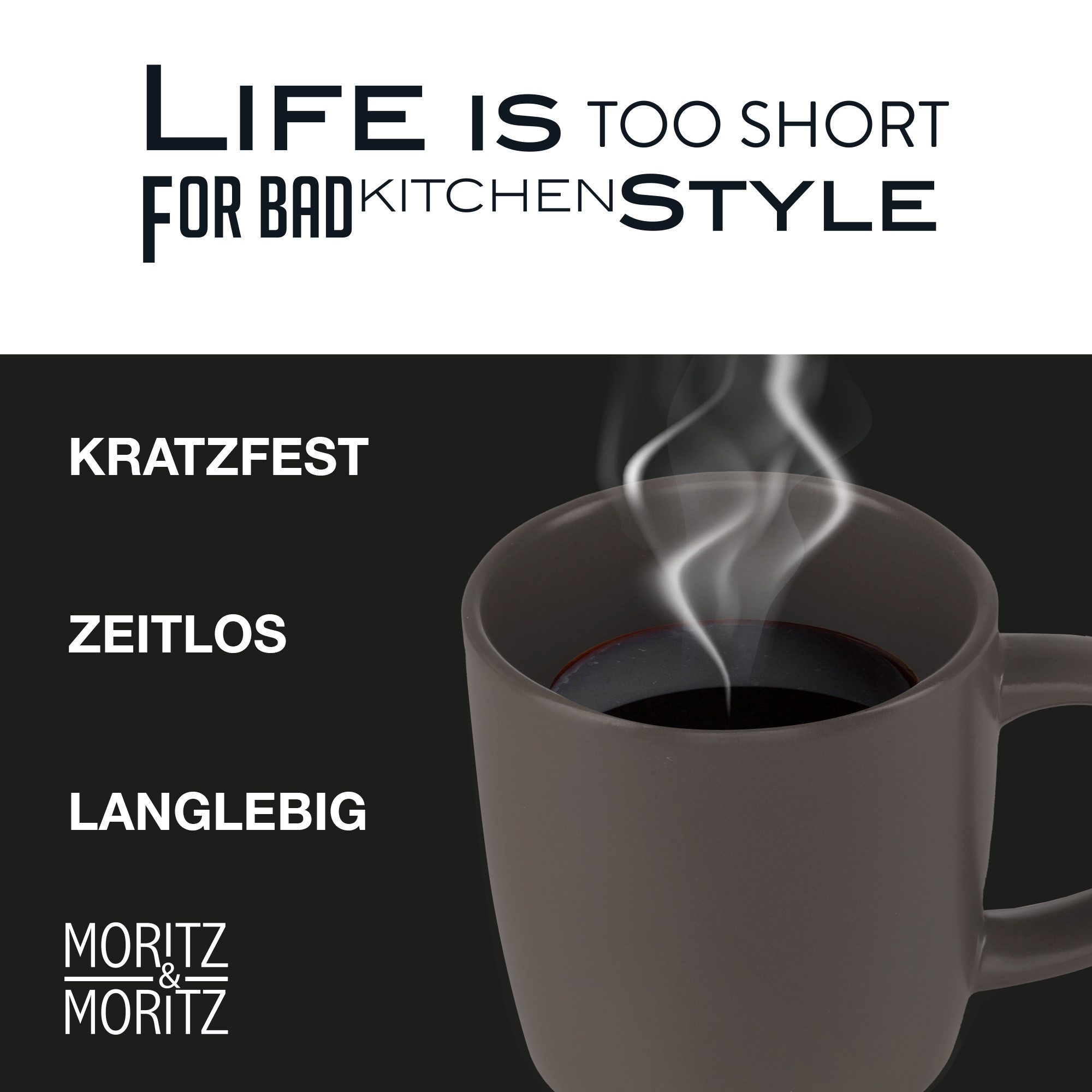 Moritz & Moritz Tasse 12tlg NORDIC Grau, 12-tlg., Steinzeug, für 12 Personen - spülmaschinen- und mikrowellengeeignet
