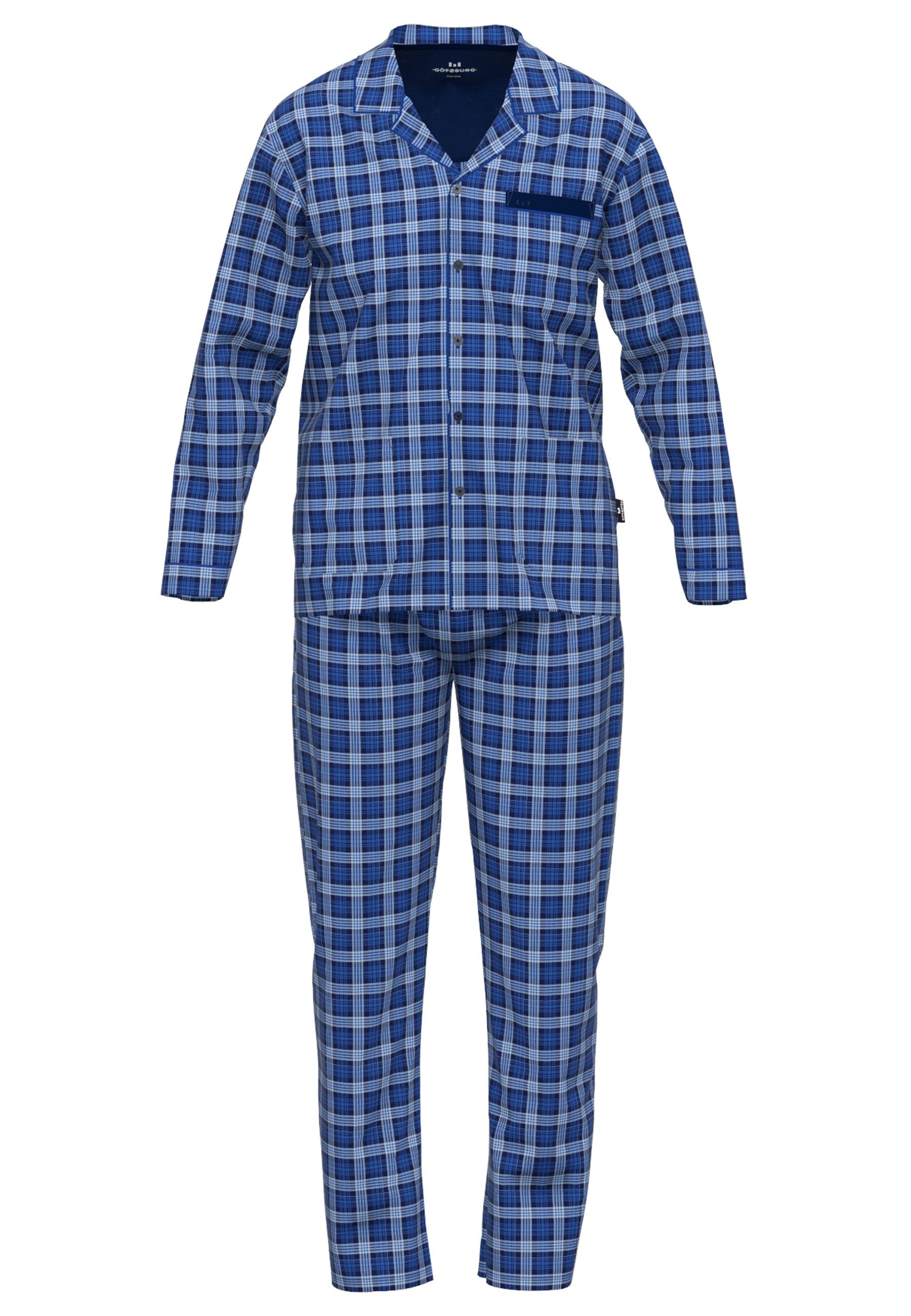 GÖTZBURG Schlafanzug Clubhouse (2 tlg) Karomuster, Brusttasche, Baumwolle, günstig online kaufen