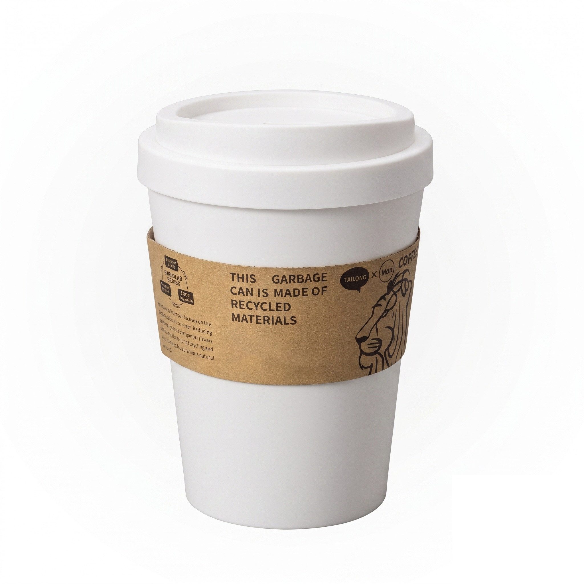 Sinoba Papierkorb XXL Kaffeebecher Coffeecup, Abfalleimer Mülleimer mit abnehmbaren Schwingdeckel 11 Liter