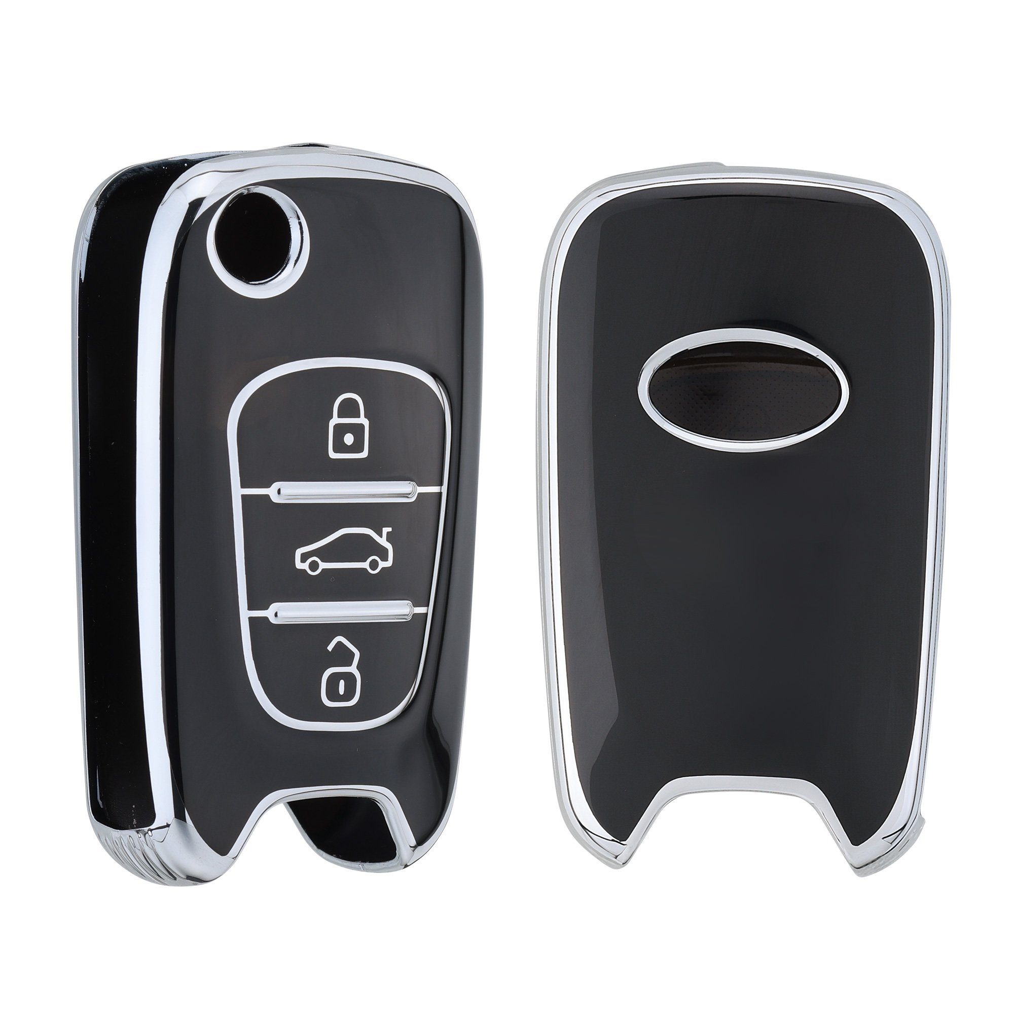 für Schlüsseltasche Schlüsselhülle Hyundai, kwmobile Hülle Cover Schwarz Silikon Autoschlüssel