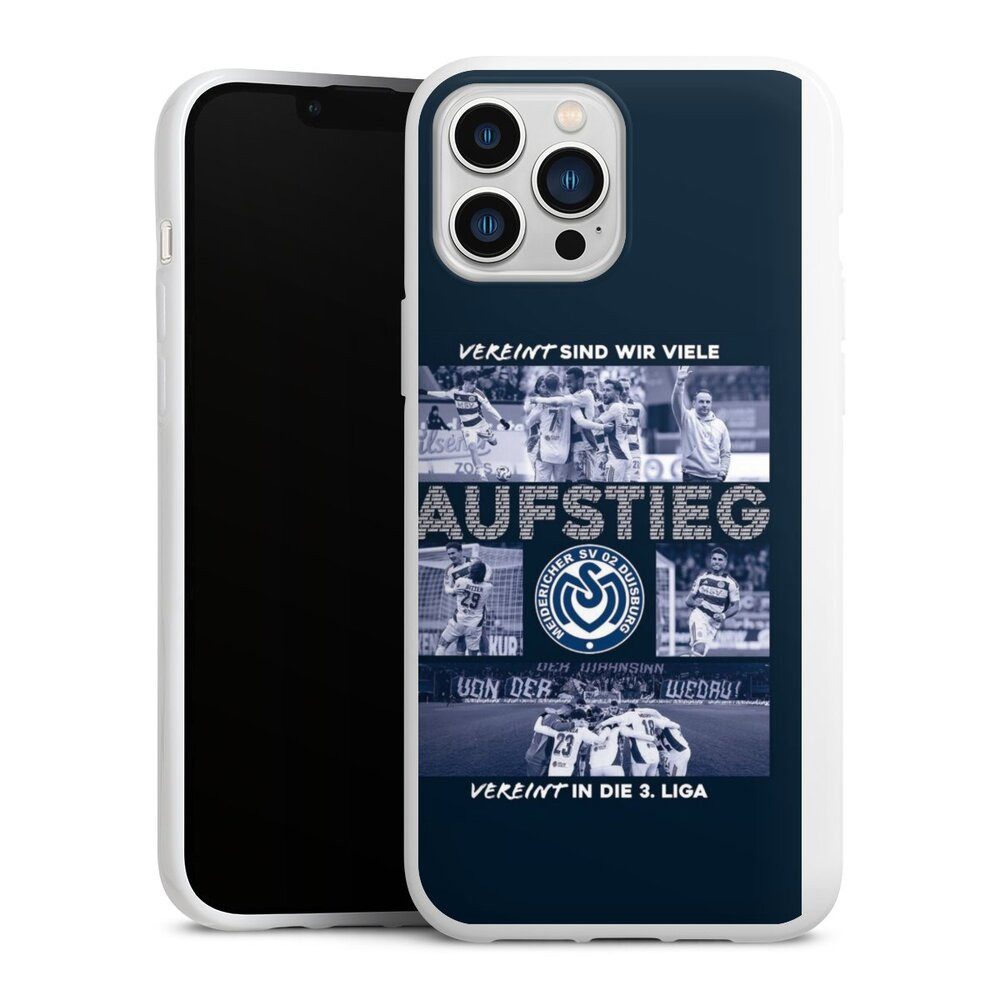 DeinDesign Handyhülle MSV Duisburg Aufstieg Offizielles Lizenzprodukt, Apple iPhone 13 Pro Max Silikon Hülle Bumper Case Handy Schutzhülle